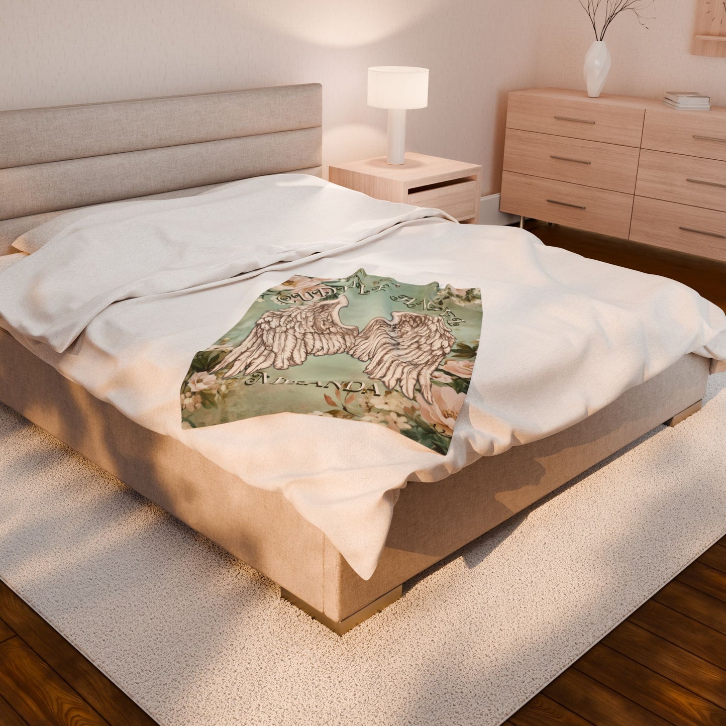 Custom Angel Wings Cuddle Plush Blanket Cozy Throw for Spiritual Gift for Birthday Christmas Gift for Mom or Best Girl Friends Angelic Love All Over Prints Printify