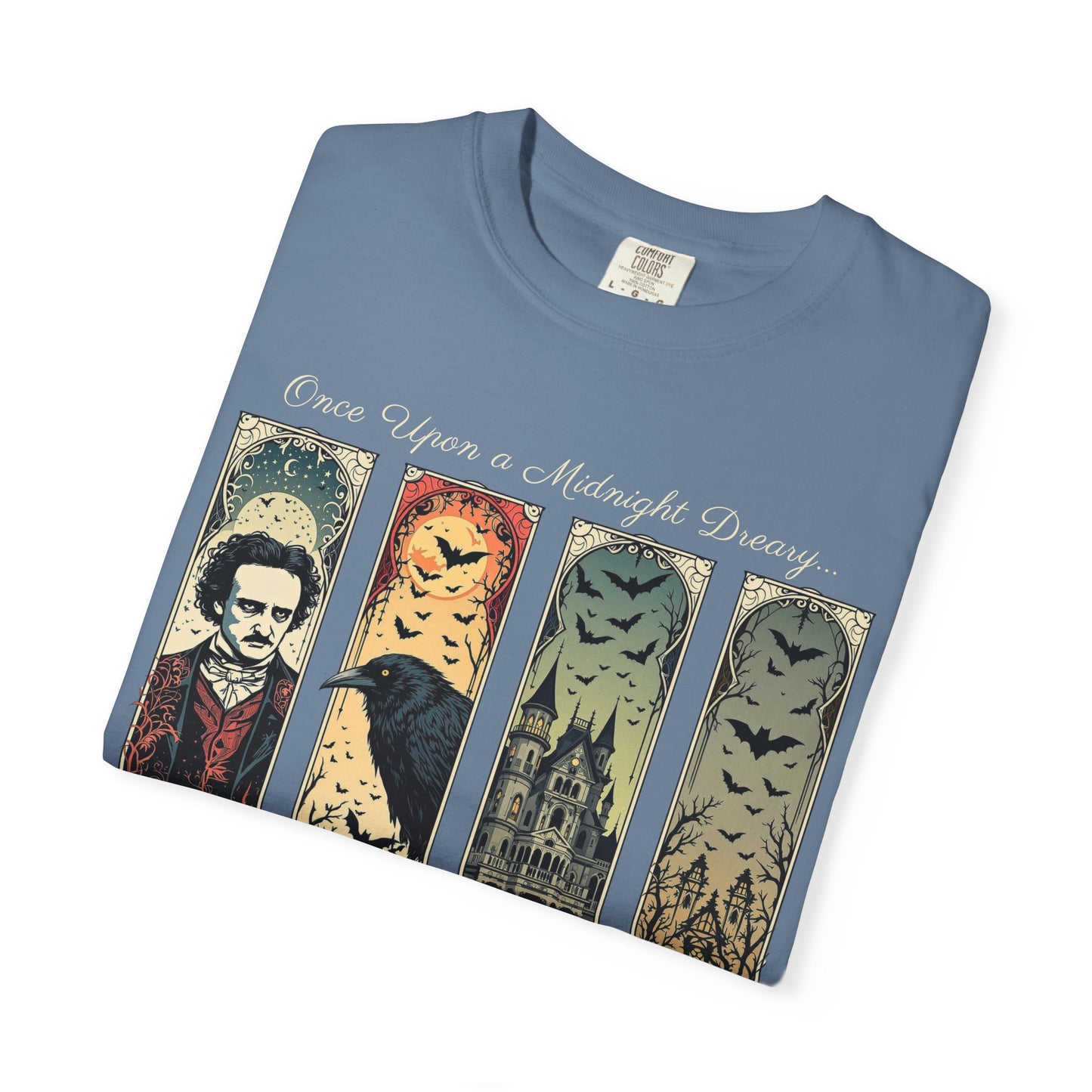 Edgar Allan Poe T-Shirt Gothic Graphic Tee The Raven Nevermore Quote Horror Literature Shirt Dark Academia Aesthetic Halloween Party Gift