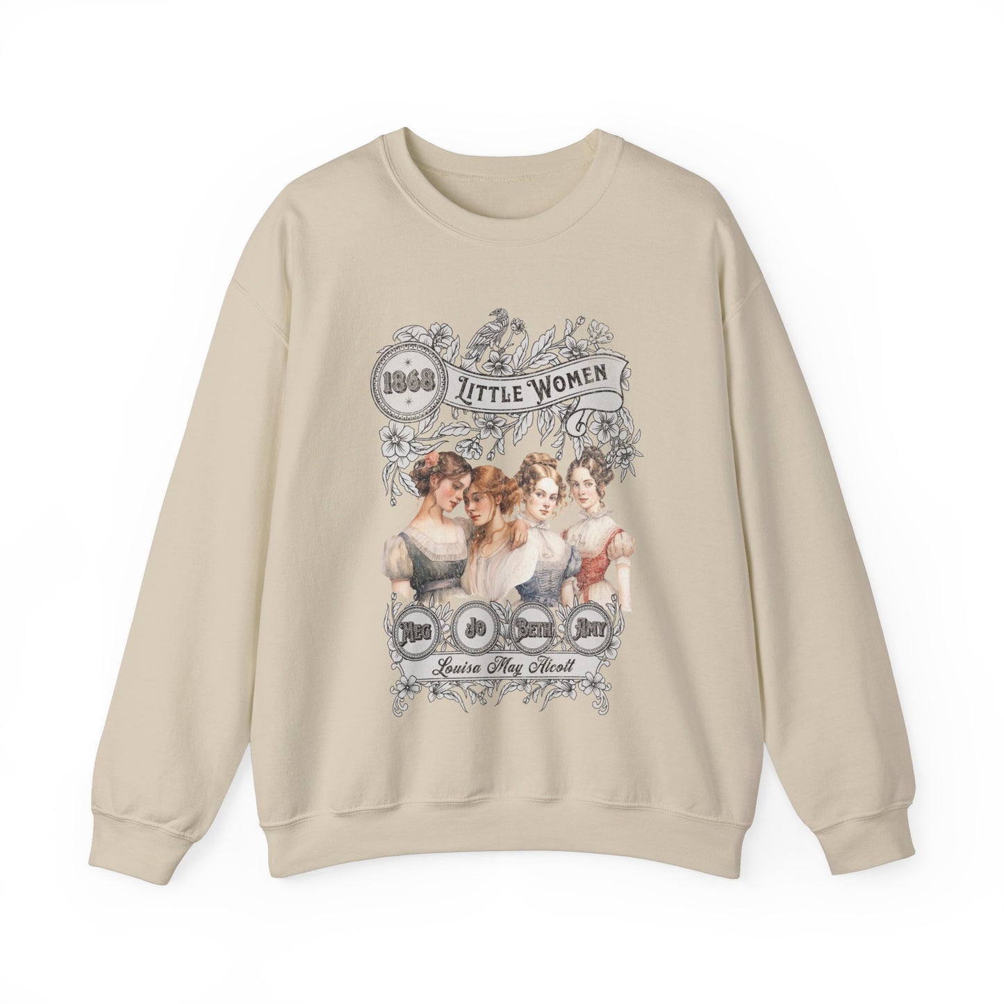 Little Women Sweatshirt, Louisa May Alcott Historical Romance Sweater, Bookish Literary Fan Art Gift, Gift for Her, Bookclub Crewneck Shirt Sweatshirt Printify S Sand