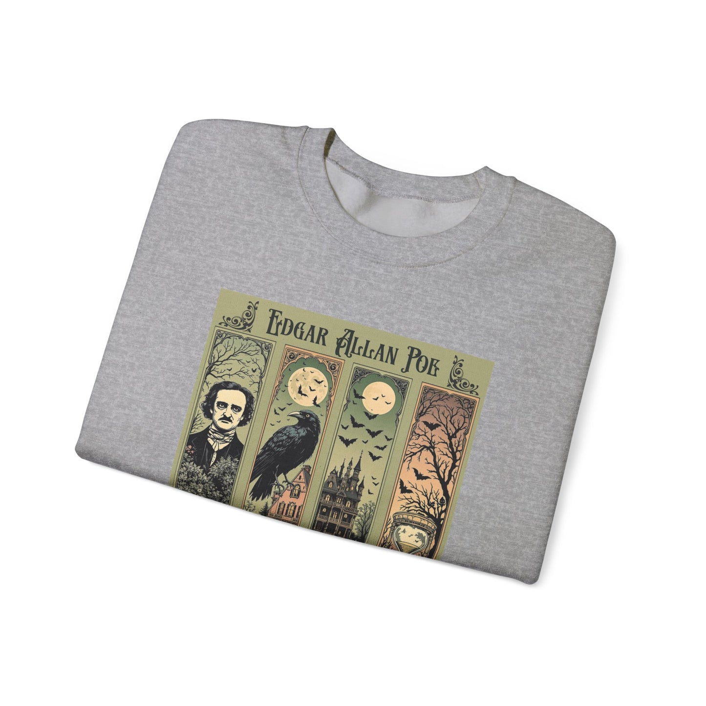 Edgar Allan Poe Sweatshirt The Raven Nevermore Gothic Horror Sweater Dark Academia Macabre Halloween Gift for Book Lovers Birthday Christmas