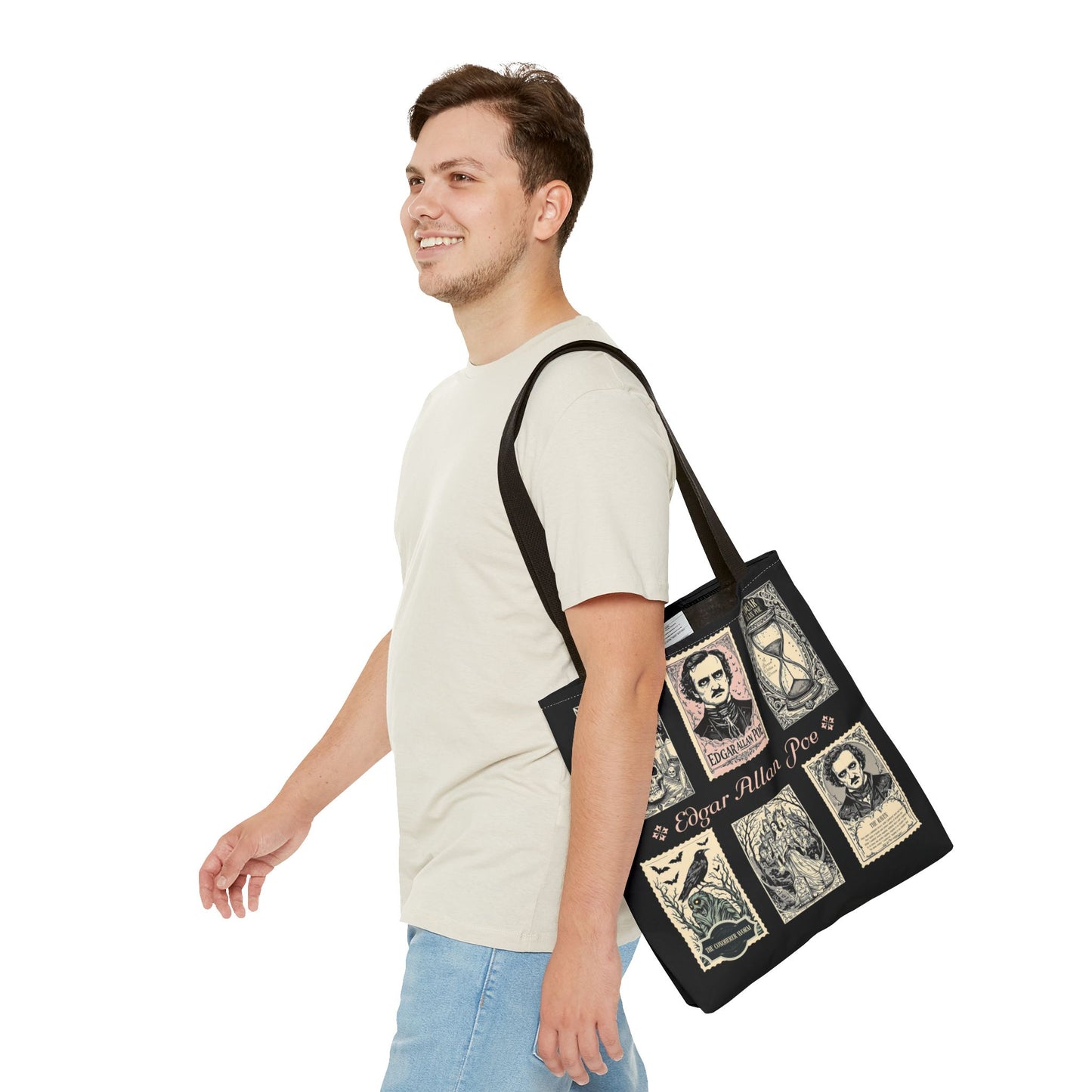 Edgar Allan Poe Tote Bag Gothic Literary Gift for Book Lover Dark Academia Macabre Accessory Halloween Tote Fall School Bag for Poetember Bags Printify