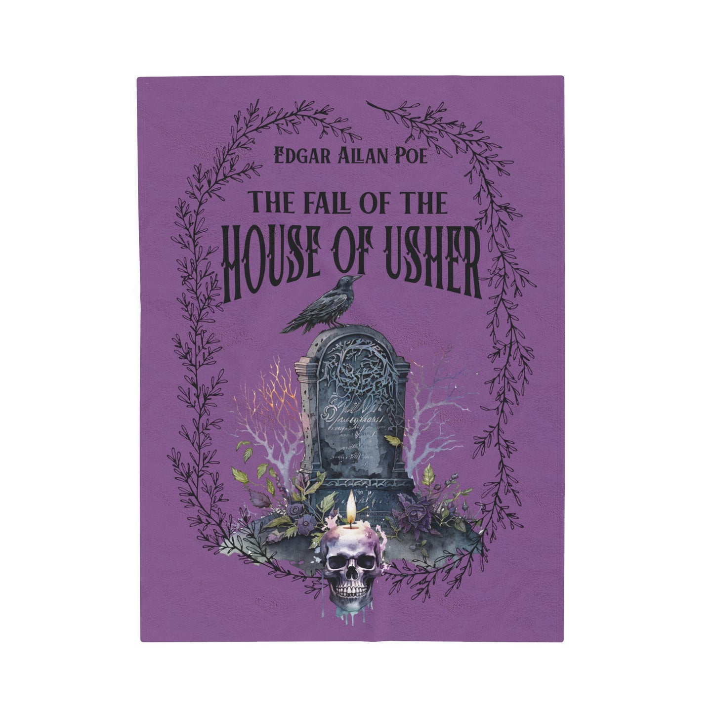 Edgar Allan Poe, The Fall Of The House Of Usher Throw Blanket, Book Lover Reading Blanket, Gothic Dark Academia, Horror Movie Watching Plush All Over Prints Printify 30" × 40"