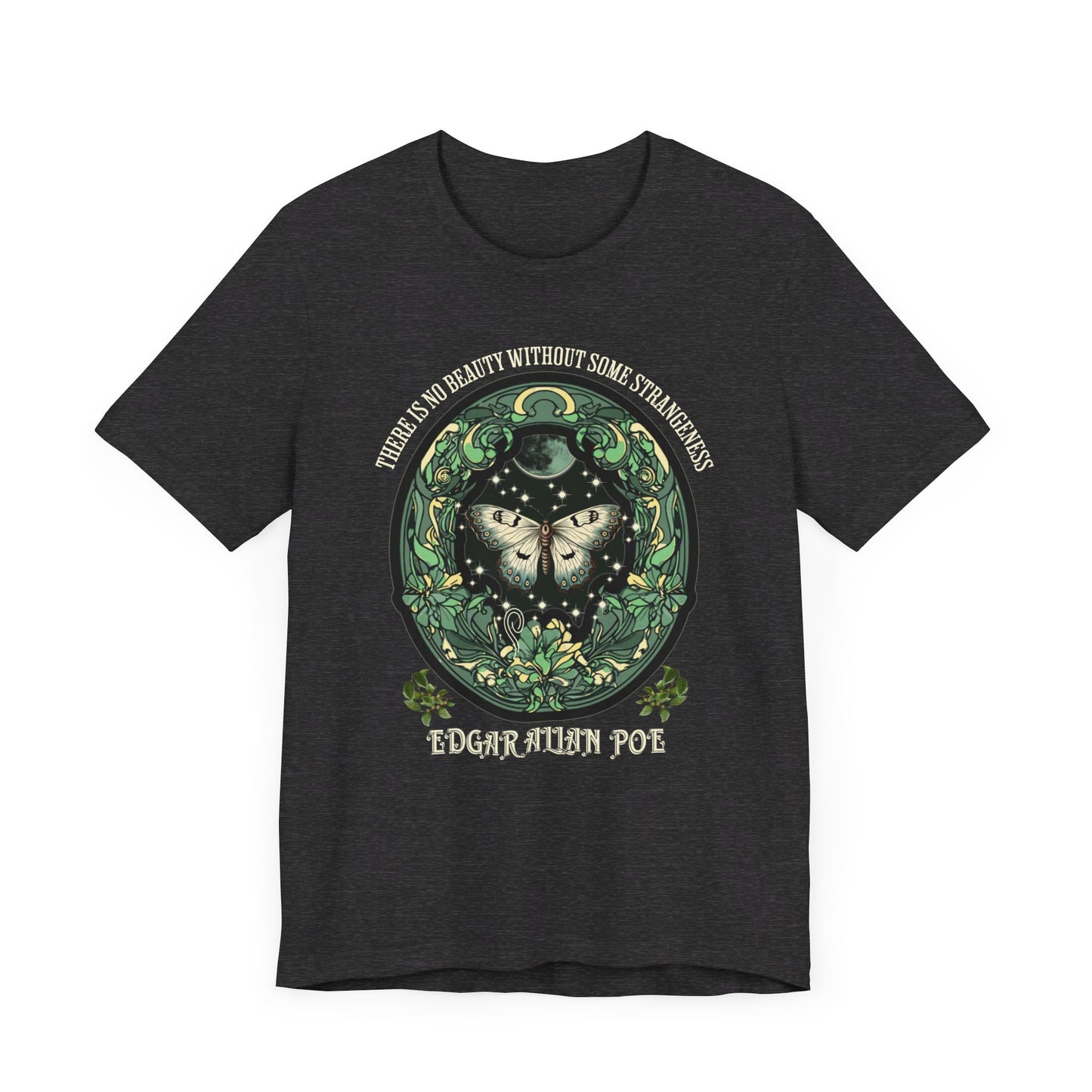Edgar Allan Poe, Fairycore Night Garden T-Shirt, Book Lover Tee, Haunting Gothic Gift, Light, Dark Academia, Literary Poetry Bookclub Shirt T-Shirt Printify