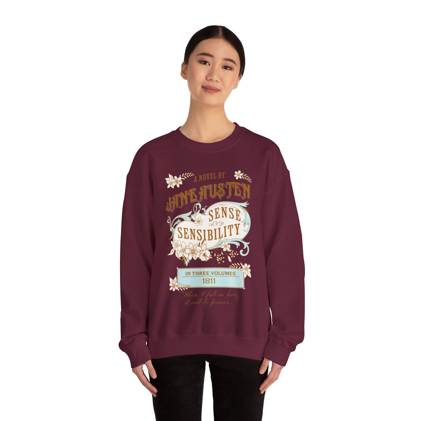 Jane Austen Sweatshirt, Sense & Sensibility Historical Romance Sweater, Bookish Literary Jane Austen Fan Art Gift, Gift for Her, Readers, Sweatshirt Printify