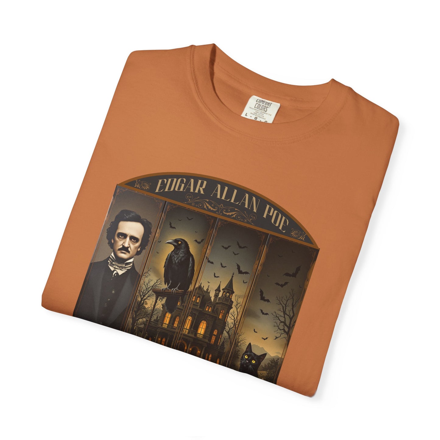 Edgar Allan Poe T-Shirt Gothic Graphic Tee The Raven Nevermore Quote Horror Literature Shirt Dark Academia Aesthetic Halloween Party Gift