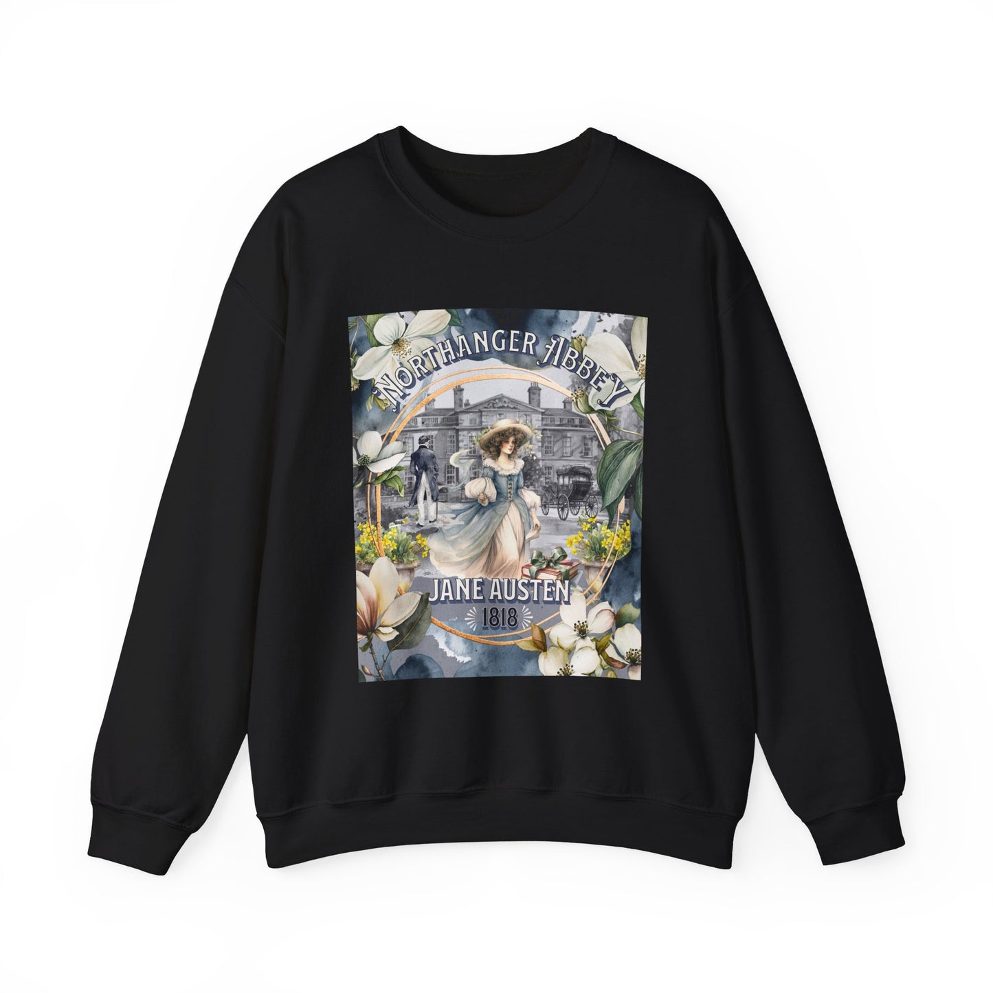 Jane Austen Sweatshirt, Northanger Abbey Historical Romance Sweater, Bookish Literary Jane Austen Fan Art Gift, Gift for Her, Bookclub Shirt Sweatshirt Printify S Black