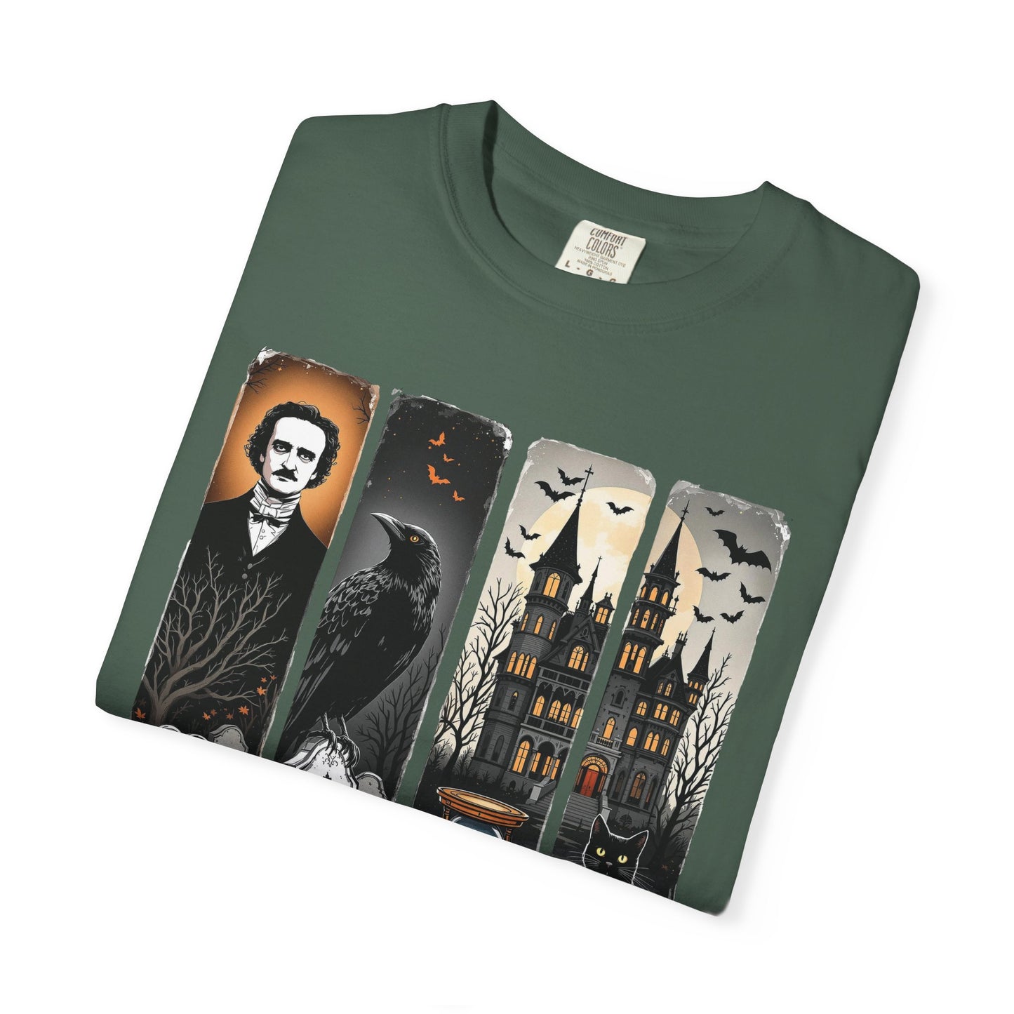 Edgar Allan Poe T-Shirt Gothic Graphic Tee The Raven Nevermore Quote Horror Literature Shirt Dark Academia Aesthetic Halloween Party Gift