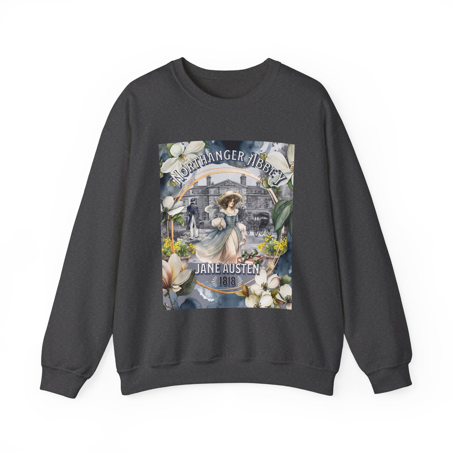 Jane Austen Sweatshirt, Northanger Abbey Historical Romance Sweater, Bookish Literary Jane Austen Fan Art Gift, Gift for Her, Bookclub Shirt Sweatshirt Printify S Dark Heather