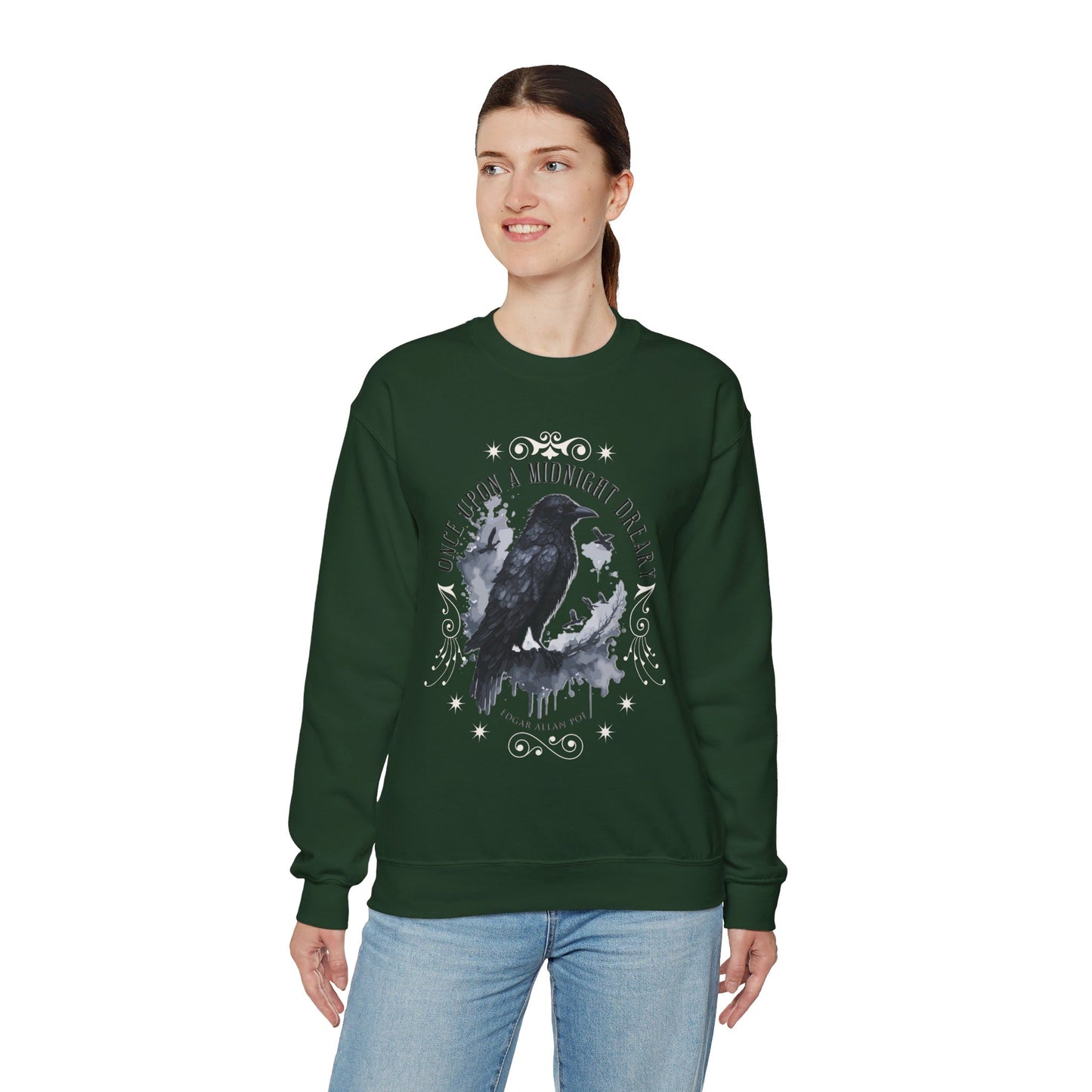 Edgar Allan Poe, The Raven Sweatshirt, Poet, Poetry Lover Sweater, Book Lover, Haunting Gothic Gift, Light, Dark Academia, Horror Movie Top Sweatshirt Printify