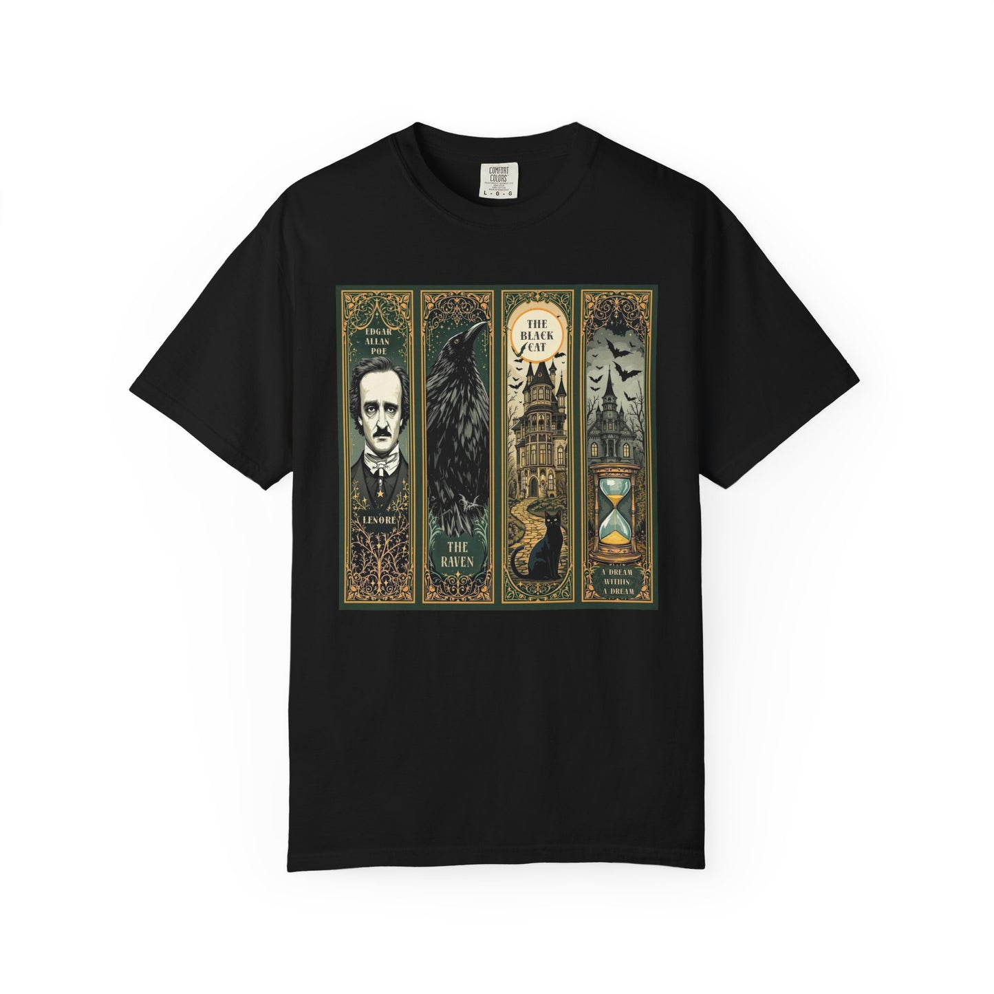 Edgar Allan Poe T-Shirt Gothic Graphic Tee The Raven Nevermore Quote Horror Literature Shirt Dark Academia Aesthetic Halloween Party Gift T-Shirt Printify Black S