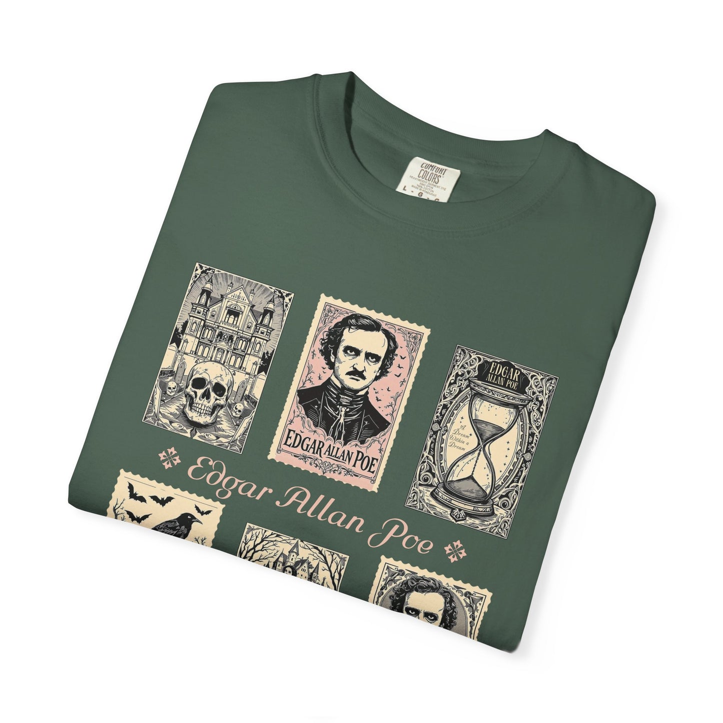 Edgar Allan Poe T-Shirt Gothic Graphic Tee The Raven Nevermore Quote Horror Literature Shirt Dark Academia Aesthetic Halloween Party Gift