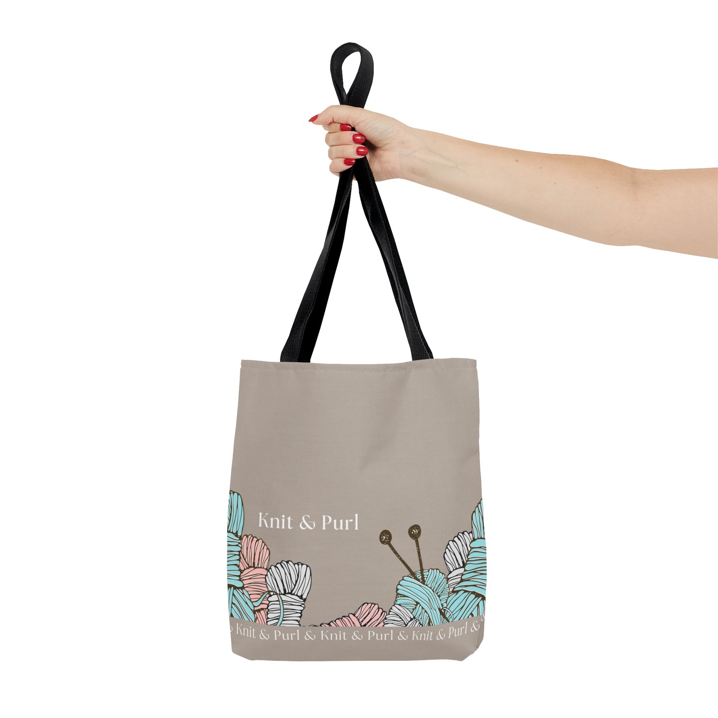 Knit & Purl Tote Bag, Crafter Bag, Yarn Storage Bag, Knitting Project Bag, Crochet Project Bag, Craft Project Tote Bag Bags Printify