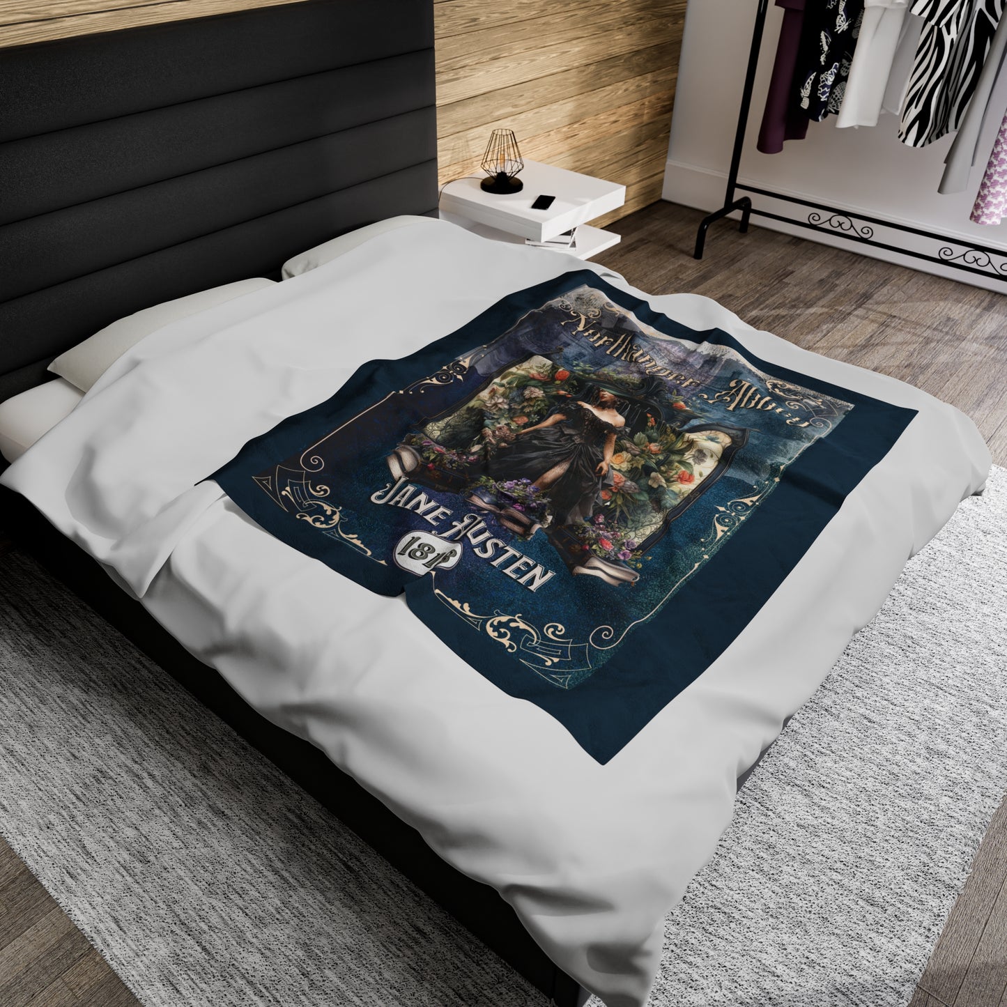 Jane Austen Plush Throw Blanket, Northanger Abbey Historical Romance Gift, Bookish Literary Jane Austen Fan Art Gift, Gift for Her, Bookclub All Over Prints Printify