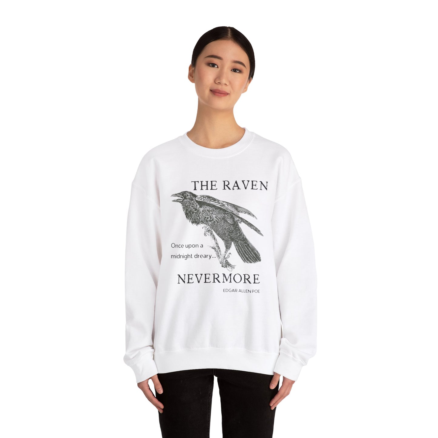 Halloween Vintage The Raven Sweatshirt, Spooky Season Sweater, Trick or Treating Shirt, Halloween Party, Edgar Allen Poe, Nevermore, Gothic Sweatshirt Printify