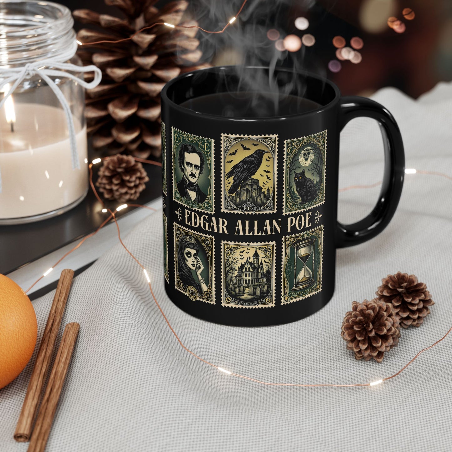 Edgar Allan Poe Mug Gothic Literary Gift For Book Lover Dark Academia Macabre Fall Coffee Cup Halloween Poetember Party Gift For Bookclub Mug Printify