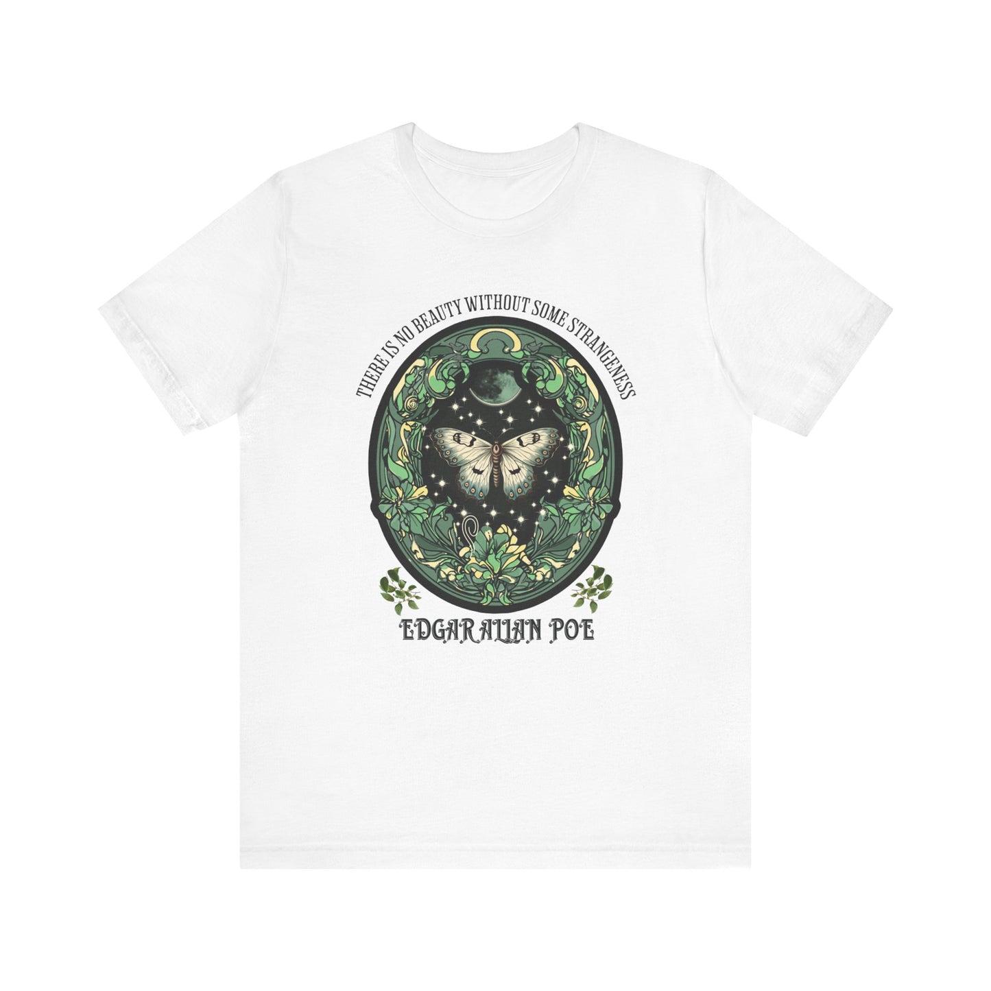 Edgar Allan Poe, Fairycore Night Garden T-Shirt, Book Lover Tee, Haunting Gothic Gift, Light, Dark Academia, Literary Poetry Bookclub Shirt T-Shirt Printify White S
