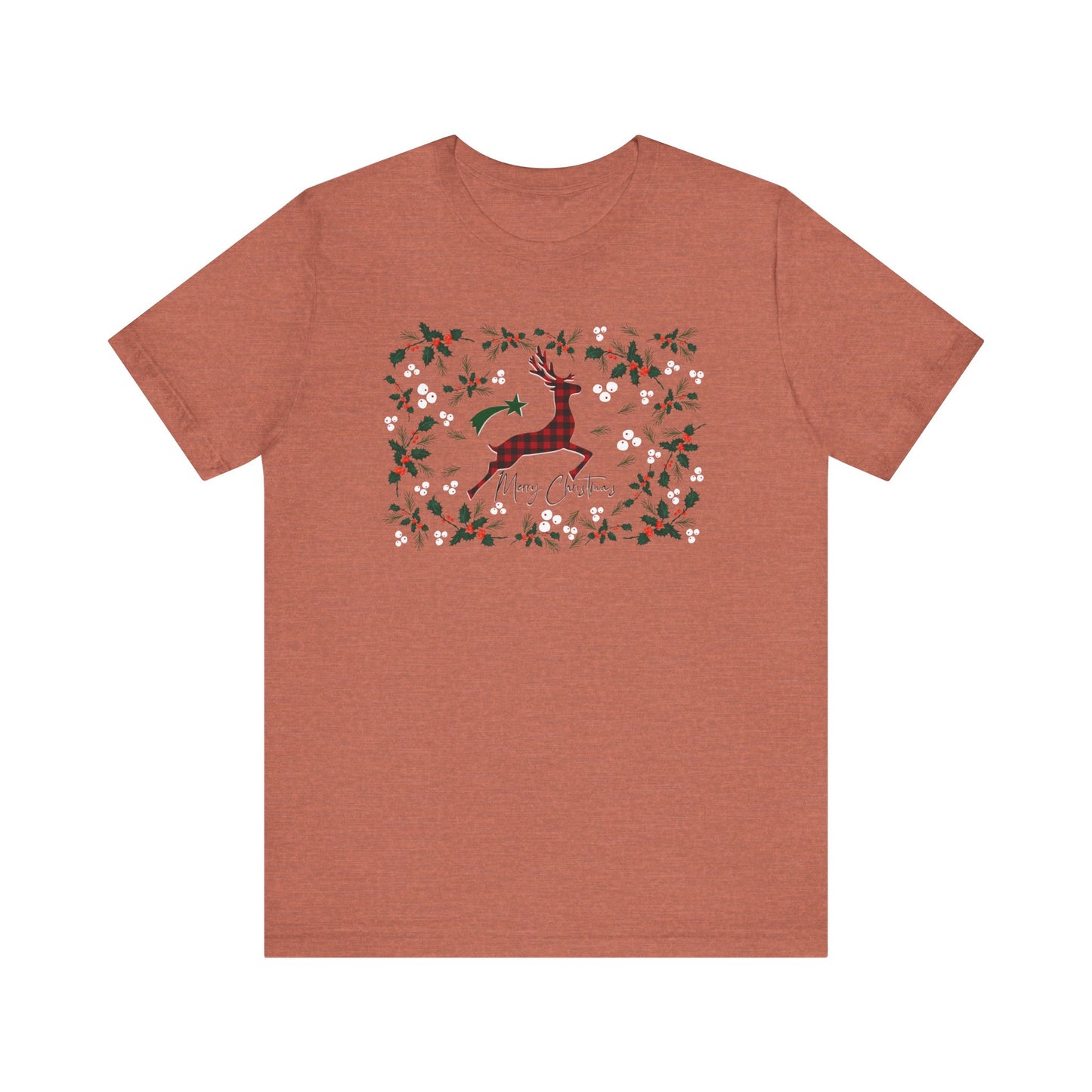 Merry Christmas Plaid Reindeer Shirt, Country Reindeer Shirt, Christmas Family Shirt, Christmas Shirt, Merry Christmas Shirt, Christmas Gift T-Shirt Printify Heather Clay XS