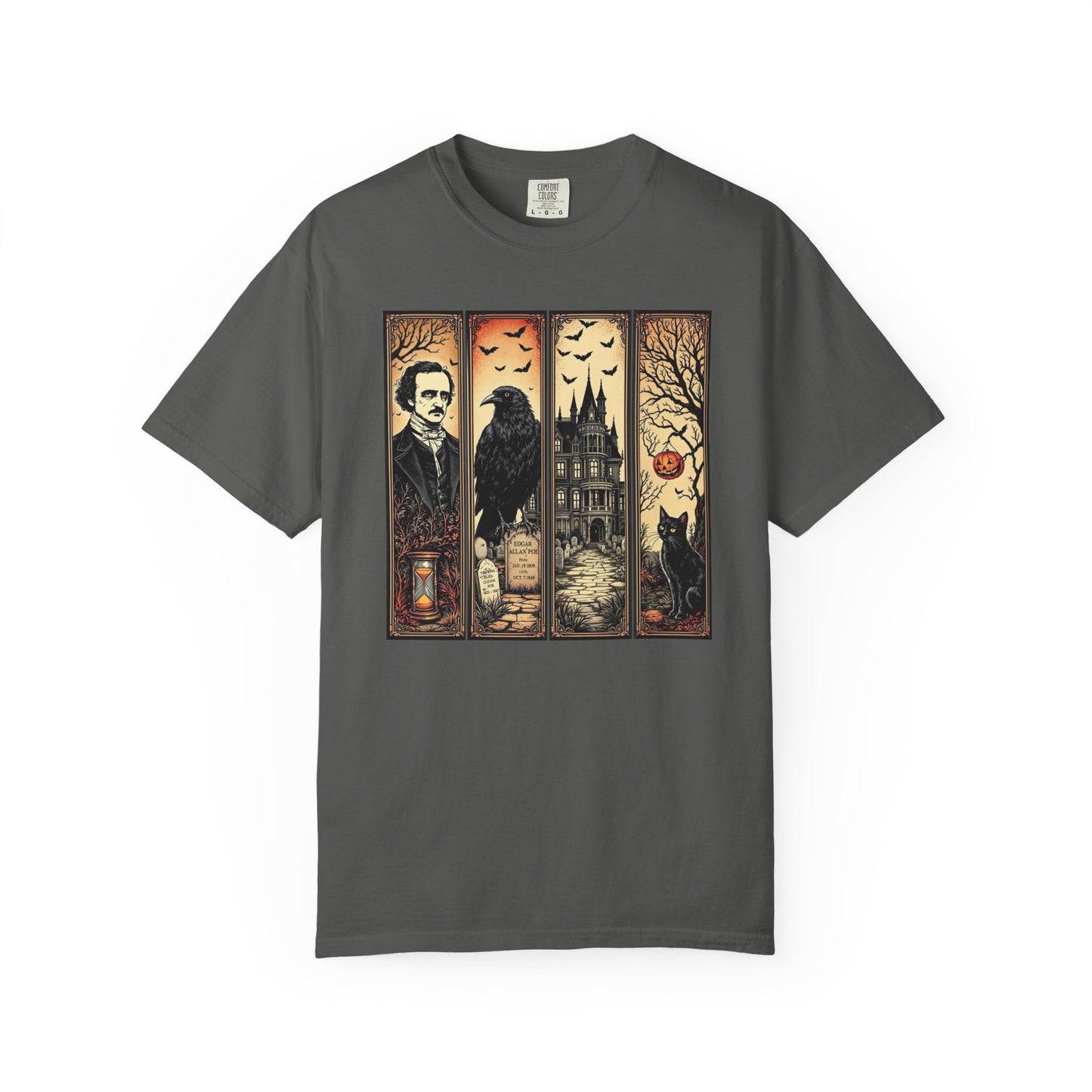 Edgar Allan Poe T-Shirt Gothic Graphic Tee The Raven Nevermore Quote Horror Literature Shirt Dark Academia Aesthetic Halloween Party Gift T-Shirt Printify Pepper S