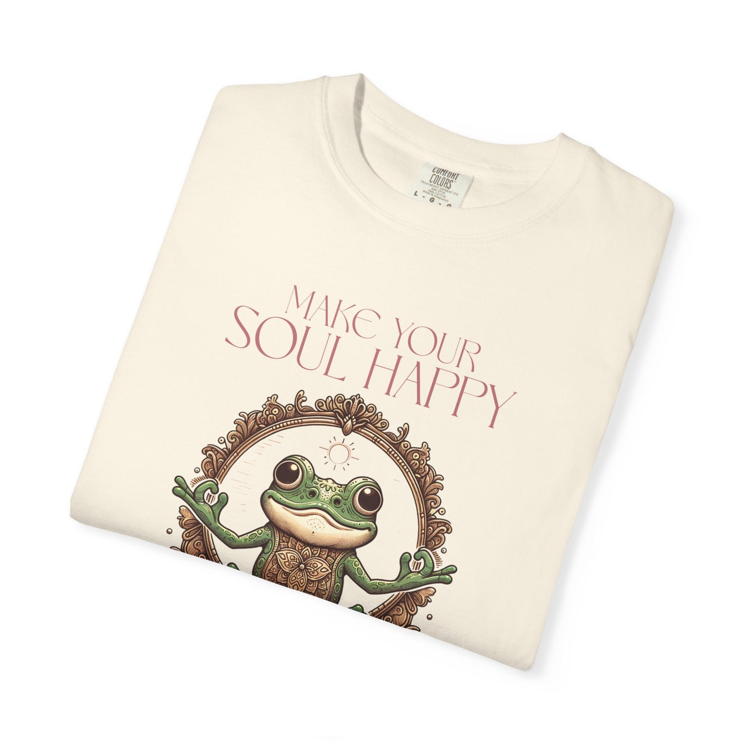 Pink Yoga Frog Make Your Soul Happy Unisex T-Shirt, Casual Wear, Highlander Fan Gift, T-Shirt Printify
