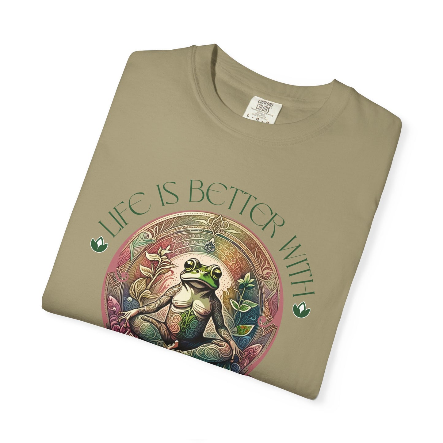 Green Yoga Frog Life Is Better With Yoga Unisex T-Shirt, Casual Wear, Highlander Fan Gift, T-Shirt Printify