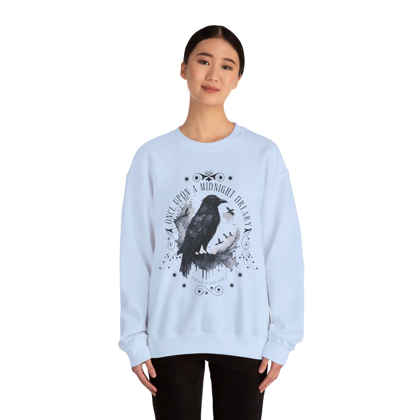 Edgar Allan Poe, The Raven Sweatshirt, Poet, Poetry Lover Sweater, Book Lover, Haunting Gothic Gift, Light, Dark Academia, Horror Movie Top Sweatshirt Printify