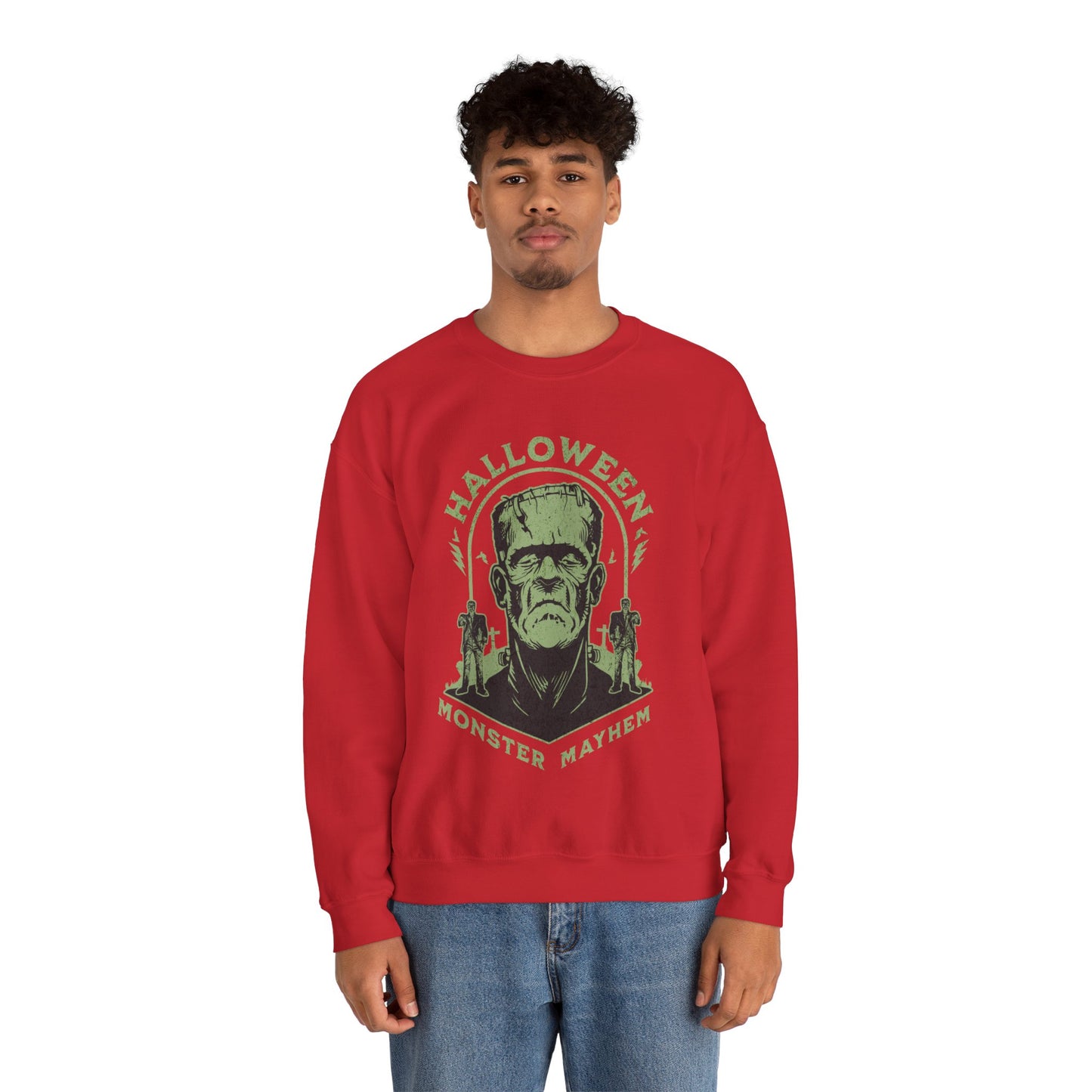 Vintage Halloween Frankenstein Monster Graphic Sweatshirt, Creepy Spooky Book Lover Gift, Horror Movie, Fall Festival Party Sweater. Sweatshirt Printify