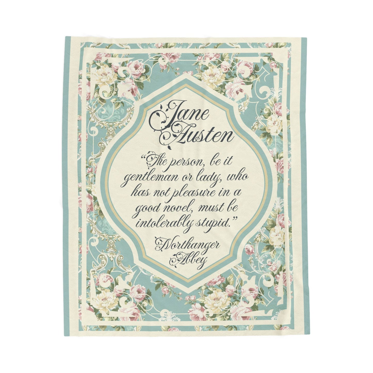 Jane Austen Quote Cozy Literary Velveteen Blanket - Perfect for Book Lovers, Gifts for Sisters, Home Decor, Reading Nook, Cozy Nights All Over Prints Printify 50" × 60"