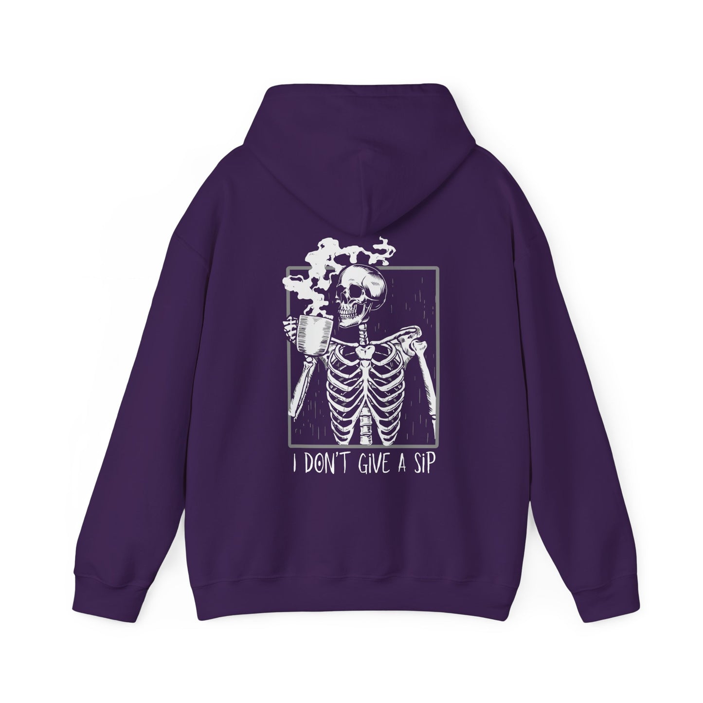 Halloween Skeleton Hoodie, Funny Coffee Drinking Skeleton, Spooky Season Sweater, Trick or Treating Shirt, Warm Halloween Party Hoodie Hoodie Printify