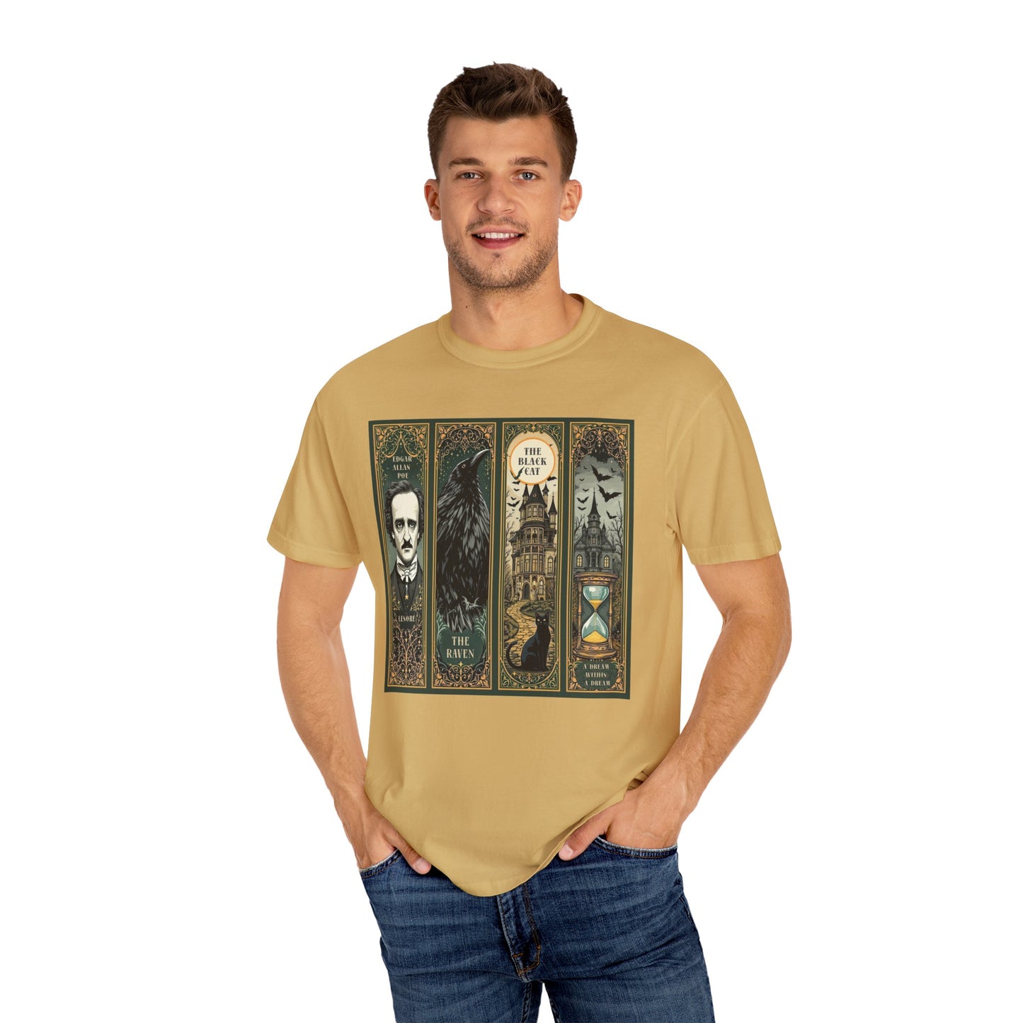 Edgar Allan Poe T-Shirt Gothic Graphic Tee The Raven Nevermore Quote Horror Literature Shirt Dark Academia Aesthetic Halloween Party Gift T-Shirt Printify