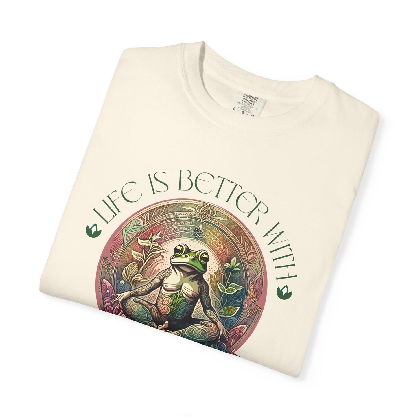 Green Yoga Frog Life Is Better With Yoga Unisex T-Shirt, Casual Wear, Highlander Fan Gift, T-Shirt Printify