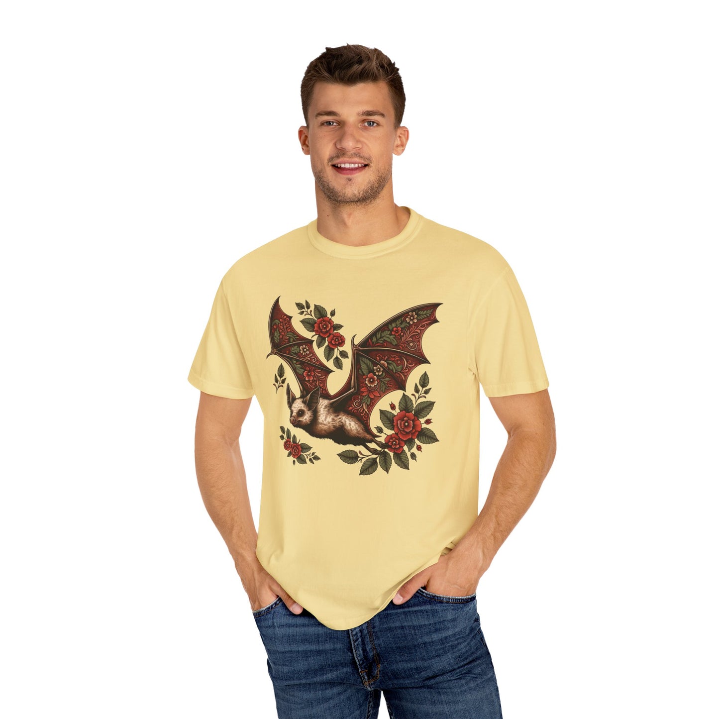 Vintage Bat TShirt Autumn Fall Style Bat Shirt For Halloween Party Spooky Vibes Witchy Dark Academia Comfort Colors Unisex Oversized Shirt T-Shirt Printify