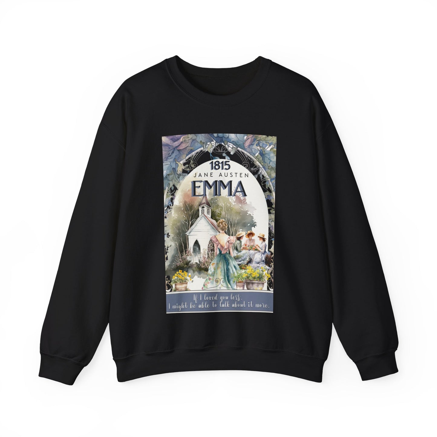 Jane Austen Sweatshirt, Emma Historical Romance Sweater, Bookish Literary Jane Austen Fan Art Gift, Gift for Her, Bookclub Shirt Sweatshirt Printify S Black