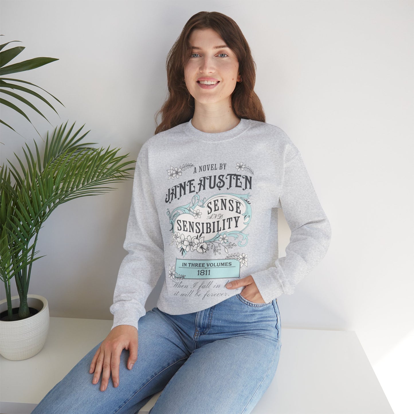 Jane Austen Sweatshirt, Sense & Sensibility Historical Romance Sweater, Bookish Literary Jane Austen Fan Art Gift, Gift for Her, Readers, Sweatshirt Printify