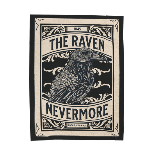 Edgar Allan Poe, Nevermore The Raven Throw Blanket, Book Lover Reading Blanket, Gothic Light, Dark Academia, Horror Movie Watching Blanket All Over Prints Printify 60" × 80"