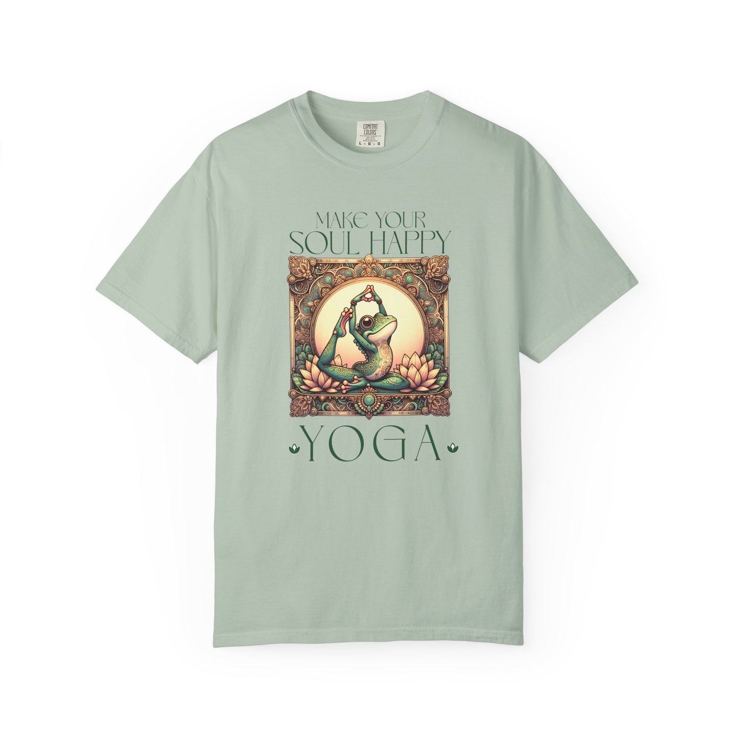 Green Yoga Frog Make Your Soul Happy Unisex T-Shirt, Casual Wear, Highlander Fan Gift, T-Shirt Printify Bay S