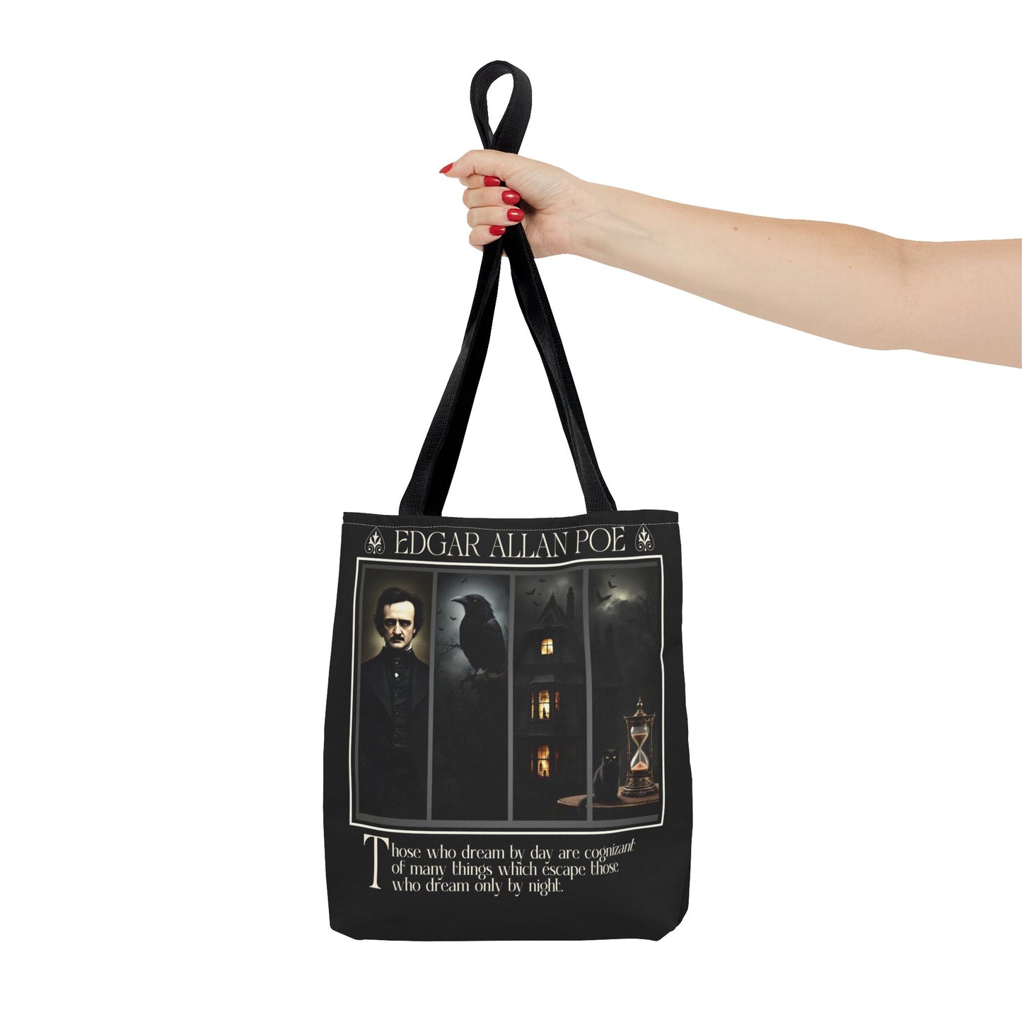 Edgar Allan Poe Tote Bag Gothic Literary Gift for Book Lover Dark Academia Macabre Accessory Halloween Tote Fall School Bag for Poetember Bags Printify