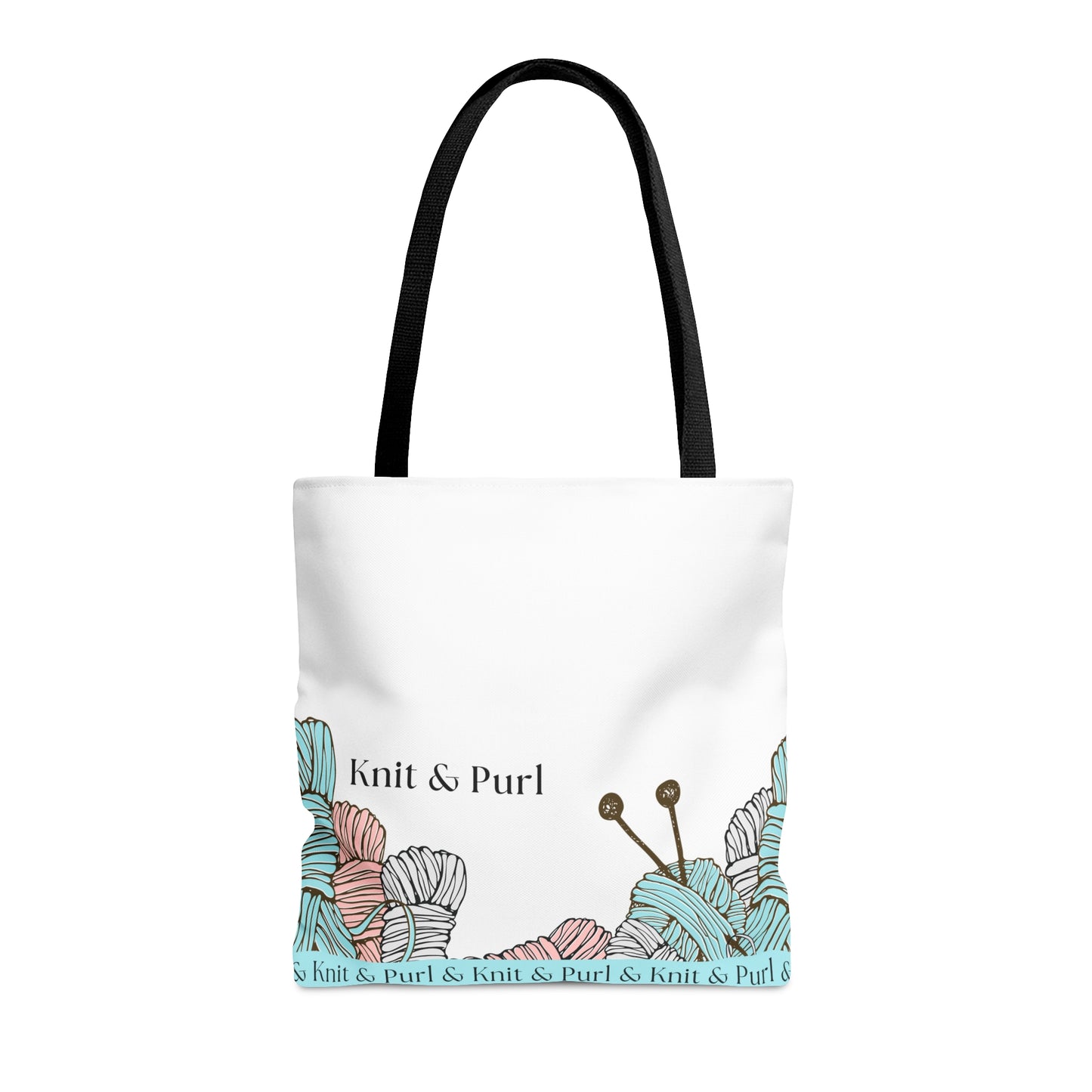Knit & Purl Tote Bag, Crafter Bag, Yarn Storage Bag, Knitting Project Bag, Crochet Project Bag, Craft Project Tote Bag Bags Printify Medium