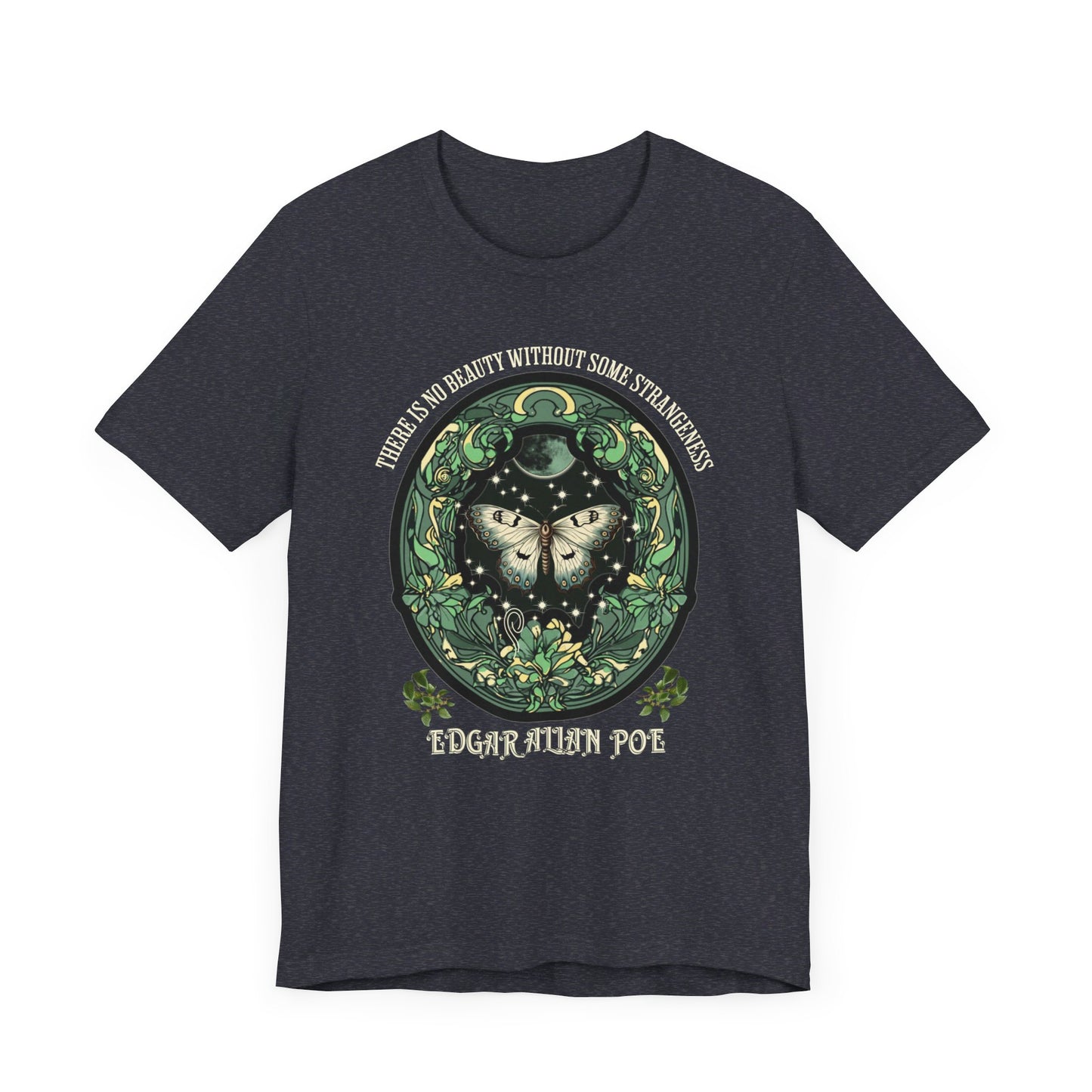 Edgar Allan Poe, Fairycore Night Garden T-Shirt, Book Lover Tee, Haunting Gothic Gift, Light, Dark Academia, Literary Poetry Bookclub Shirt T-Shirt Printify