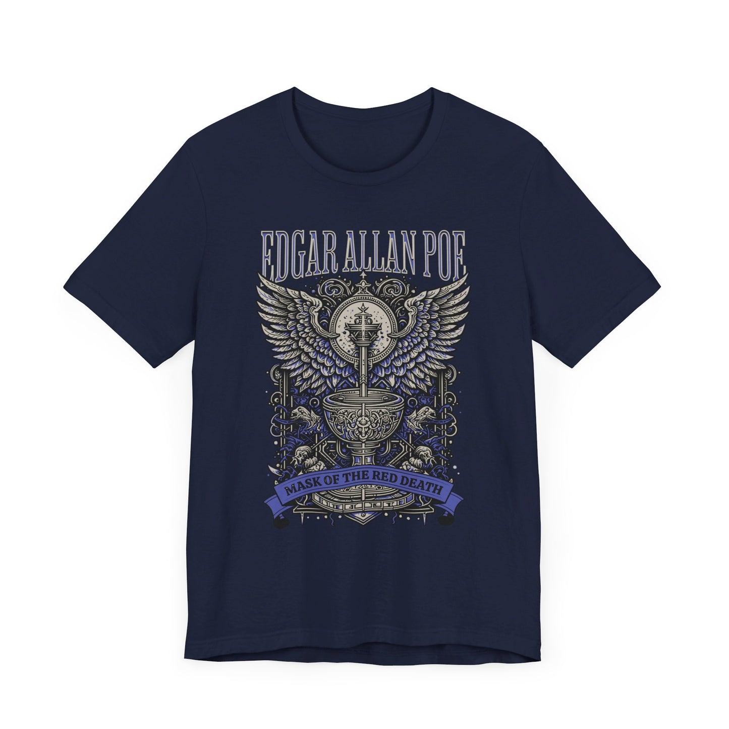 Edgar Allan Poe, Mask Of The Red Death T-Shirt, Book Lover Tee, Haunting Gothic Gift, Light, Dark Academia, Literary Poetry Bookclub Shirt T-Shirt Printify