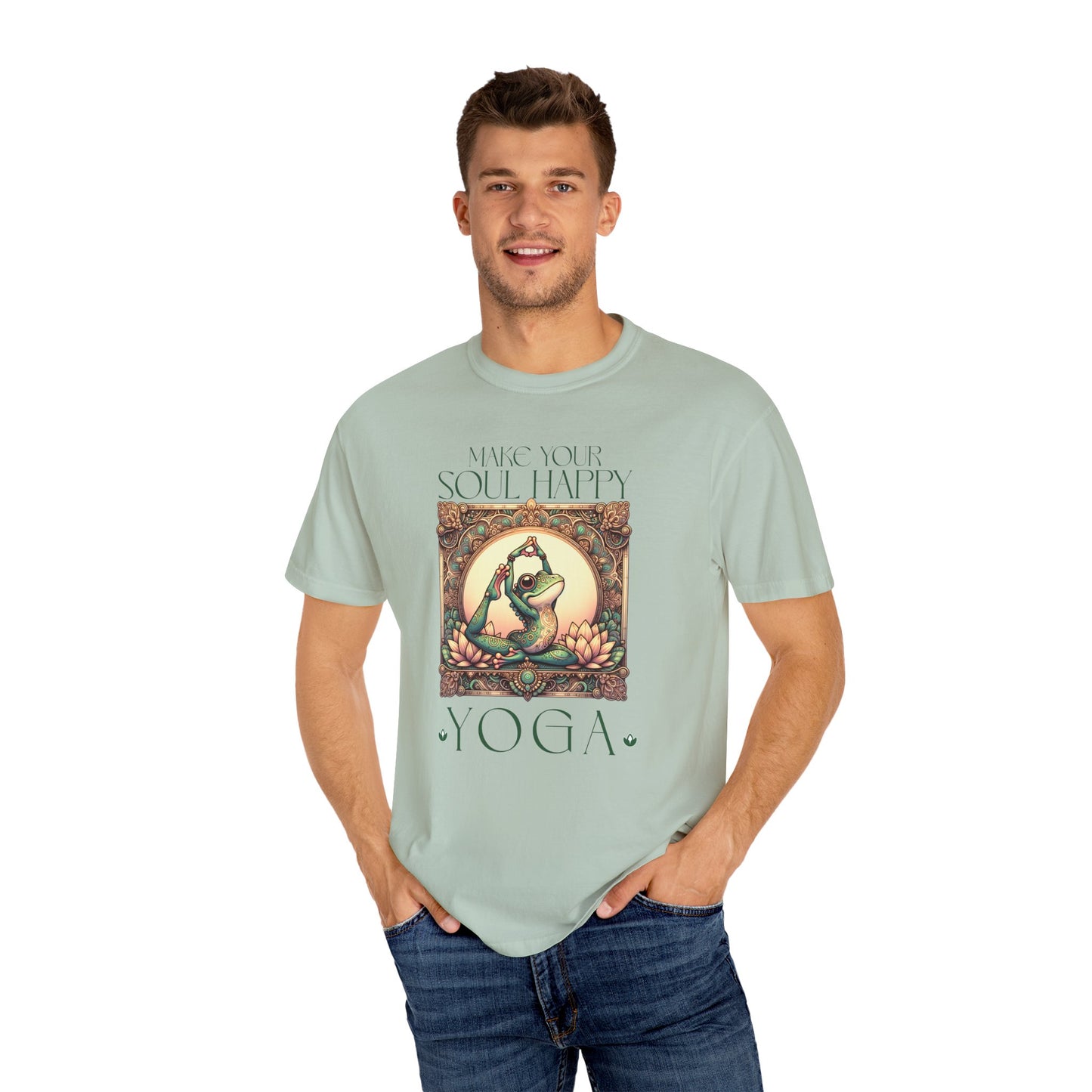 Green Yoga Frog Make Your Soul Happy Unisex T-Shirt, Casual Wear, Highlander Fan Gift,