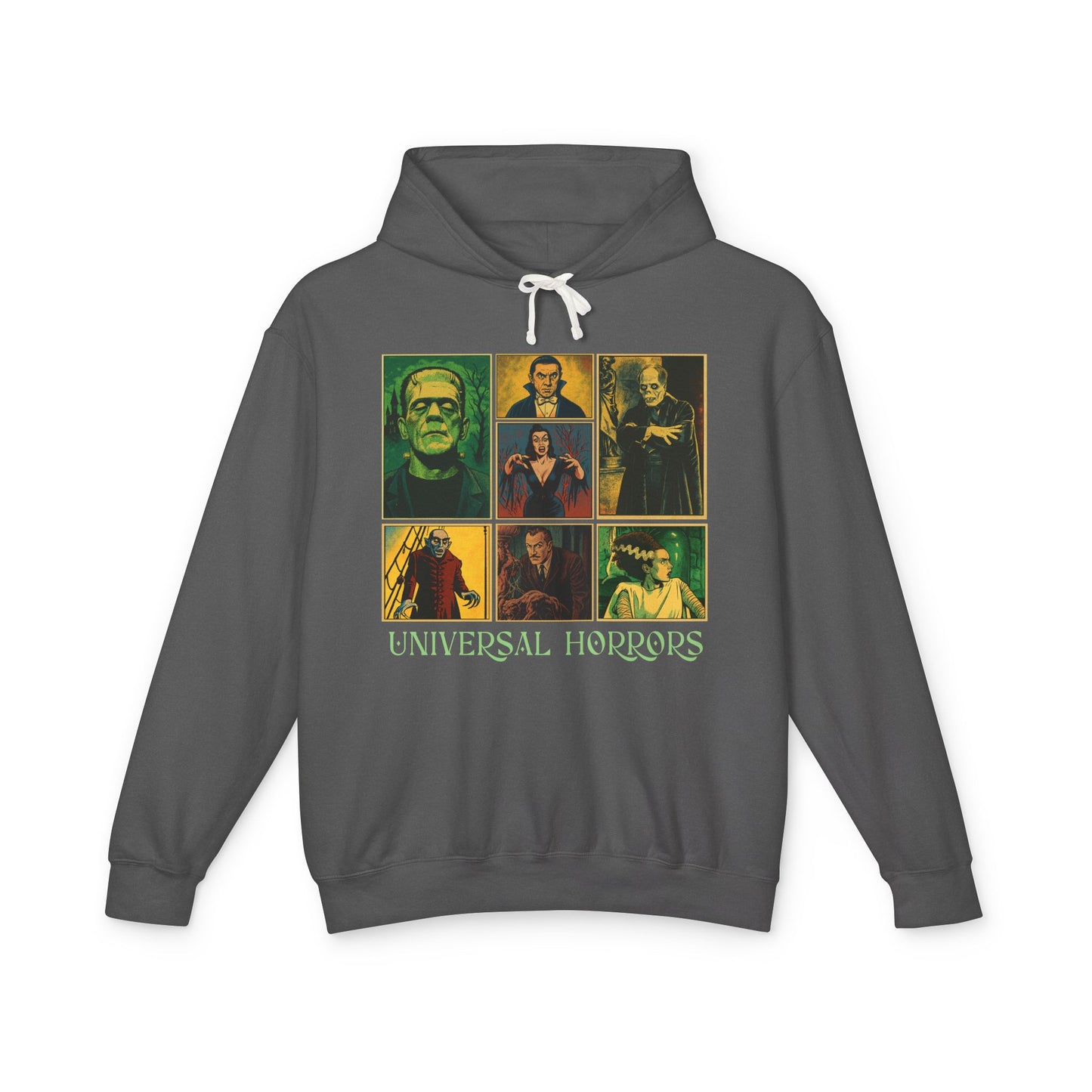 Universal Horrors Unisex Hooded Sweatshirt - Spooky Apparel for Halloween, Horror Fans, Movie Lovers, Cozy Wear, Gift Hoodie Printify S Pepper