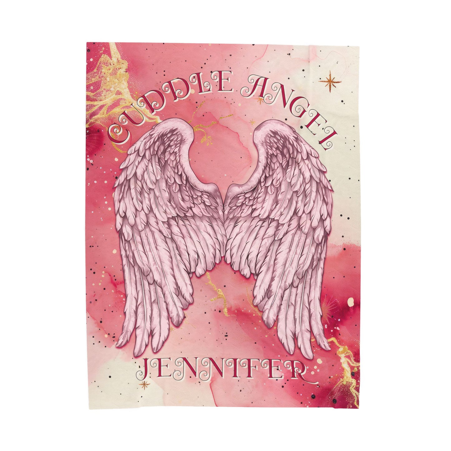 Custom Angel Wings Cuddle Plush Blanket Cozy Throw for Spiritual Gift for Birthday Christmas Gift for Mom or Best Girl Friends Angelic Love All Over Prints Printify 60" × 80"