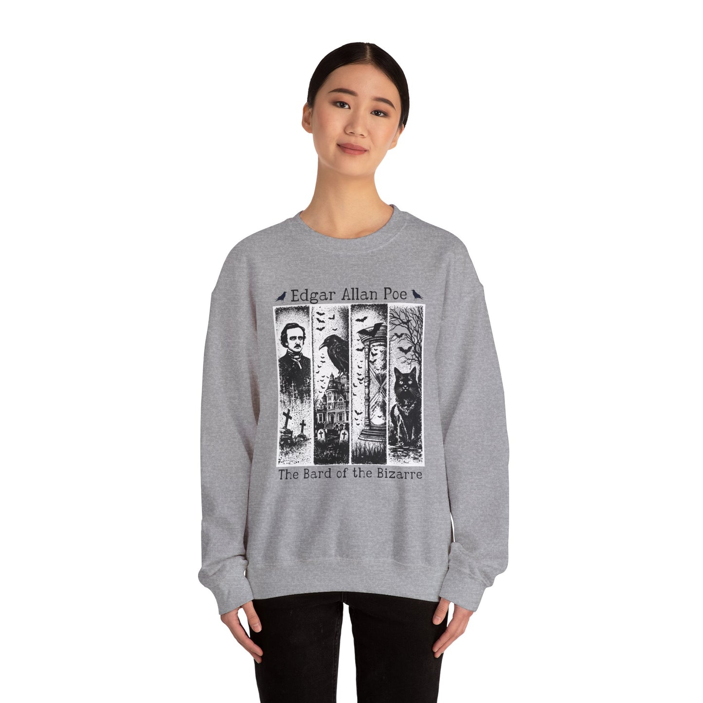 Edgar Allan Poe Sweatshirt The Raven Nevermore Gothic Horror Sweater Dark Academia Macabre Halloween Gift for Book Lovers Birthday Christmas