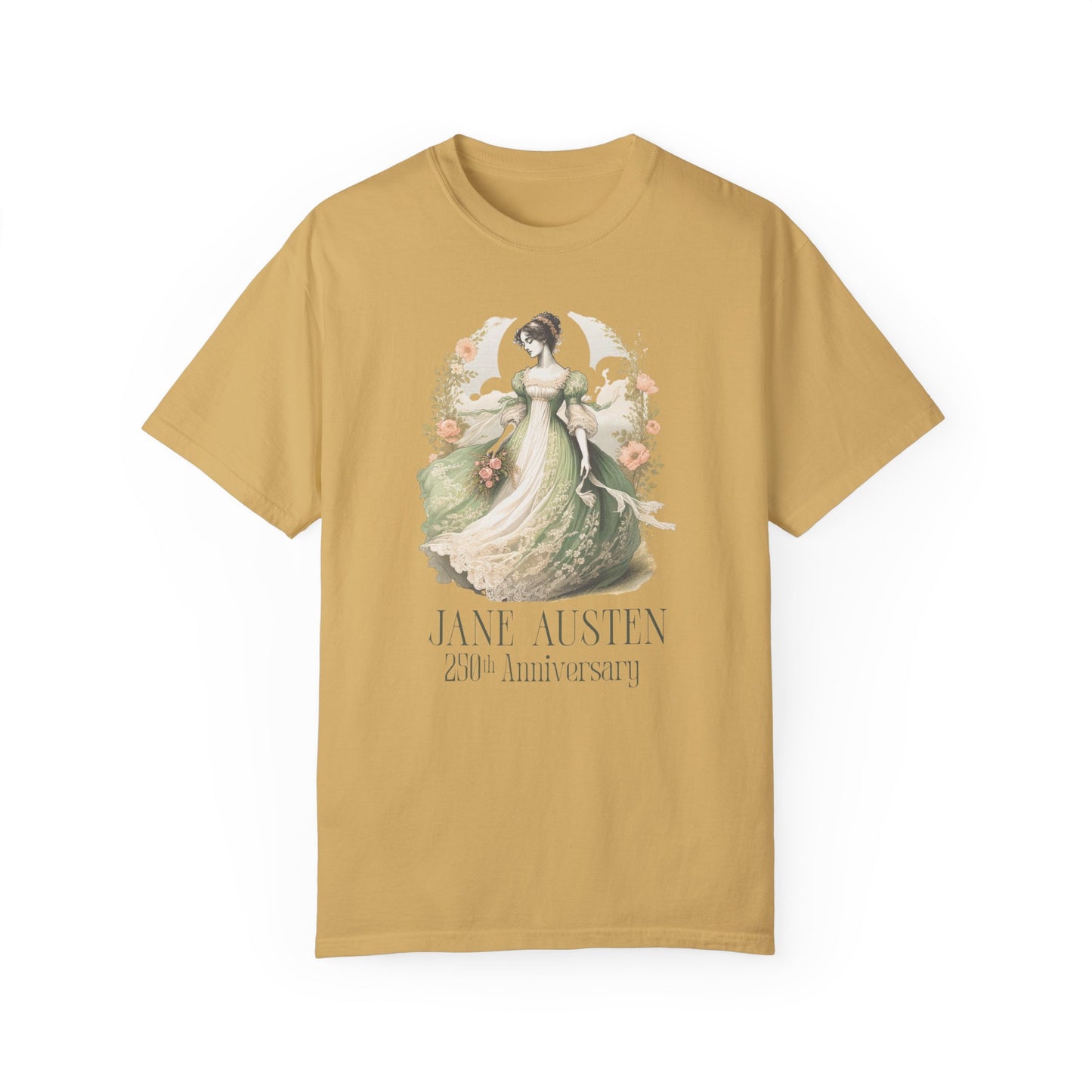 Jane Austen T-Shirt 250th Anniversary Gift For Her Birthday Historical Romance Tee Bookish Literary Gift Bookclub Booknerd Book Lover Shirt T-Shirt Printify Mustard S