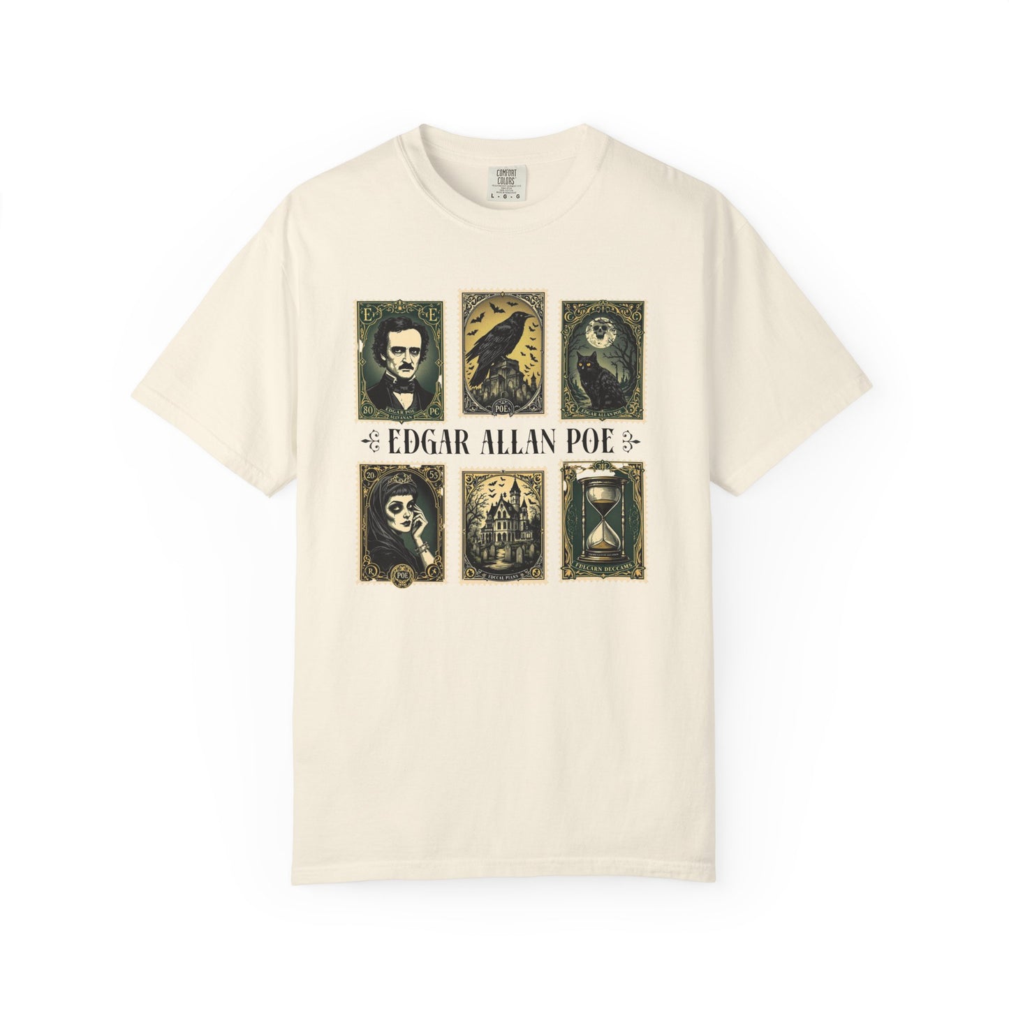 Edgar Allan Poe T-Shirt Gothic Graphic Tee The Raven Nevermore Quote Horror Literature Shirt Dark Academia Aesthetic Halloween Party Gift T-Shirt Printify Ivory S