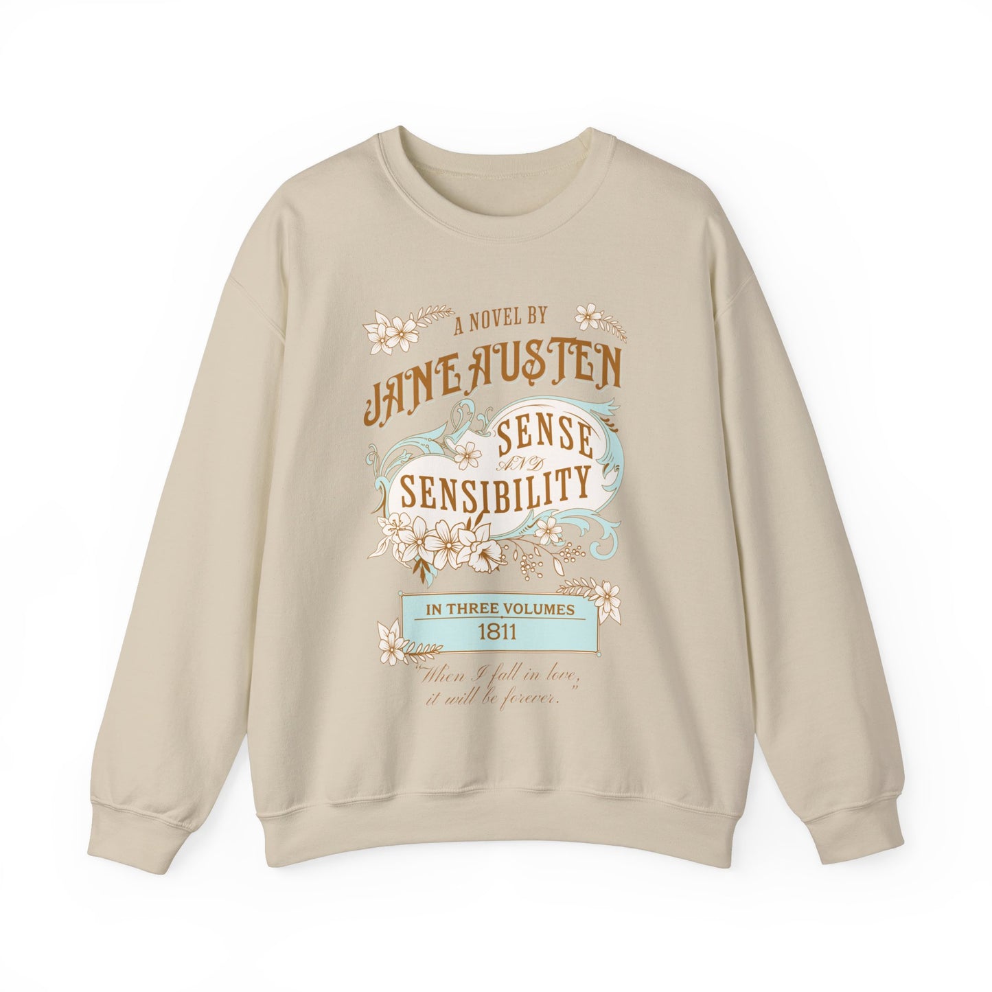 Jane Austen Sweatshirt, Sense & Sensibility Historical Romance Sweater, Bookish Literary Jane Austen Fan Art Gift, Gift for Her, Readers, Sweatshirt Printify S Sand