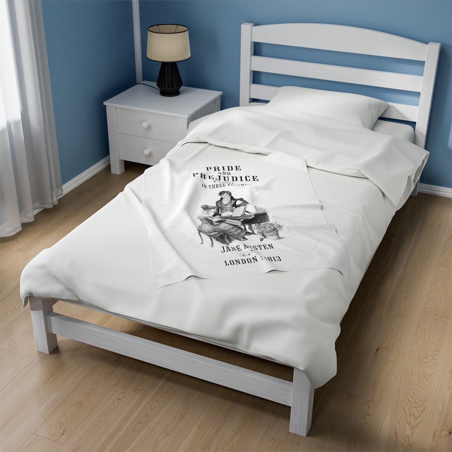 Jane Austen Plush Throw Blanket, Pride And Prejudice Historical Romance Gift, Bookish Literary Jane Austen Fan Art, Gift for Her, Bookclub All Over Prints Printify
