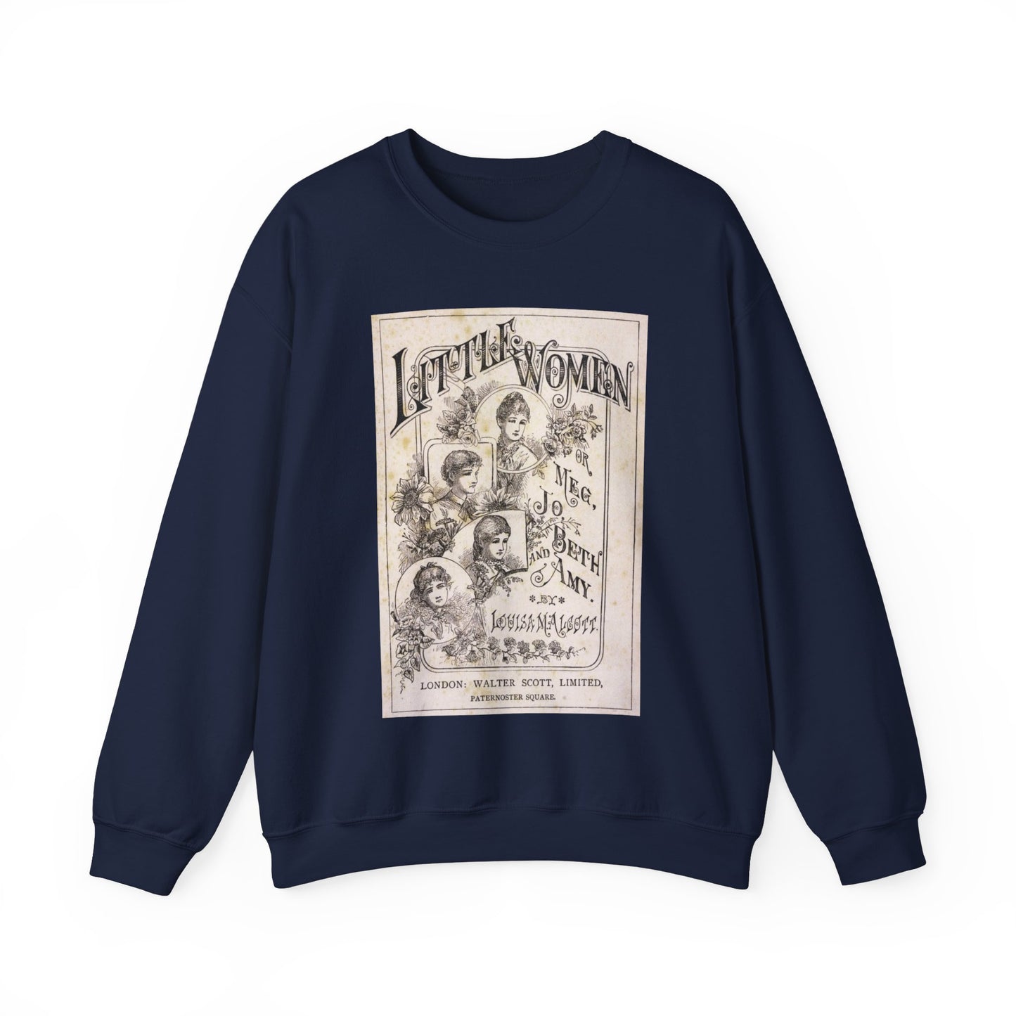 Little Women Sweatshirt, Louisa May Alcott Historical Romance Sweater, Bookish Literary Fan Art Gift, Gift for Her, Bookclub Crewneck Shirt Sweatshirt Printify S Navy