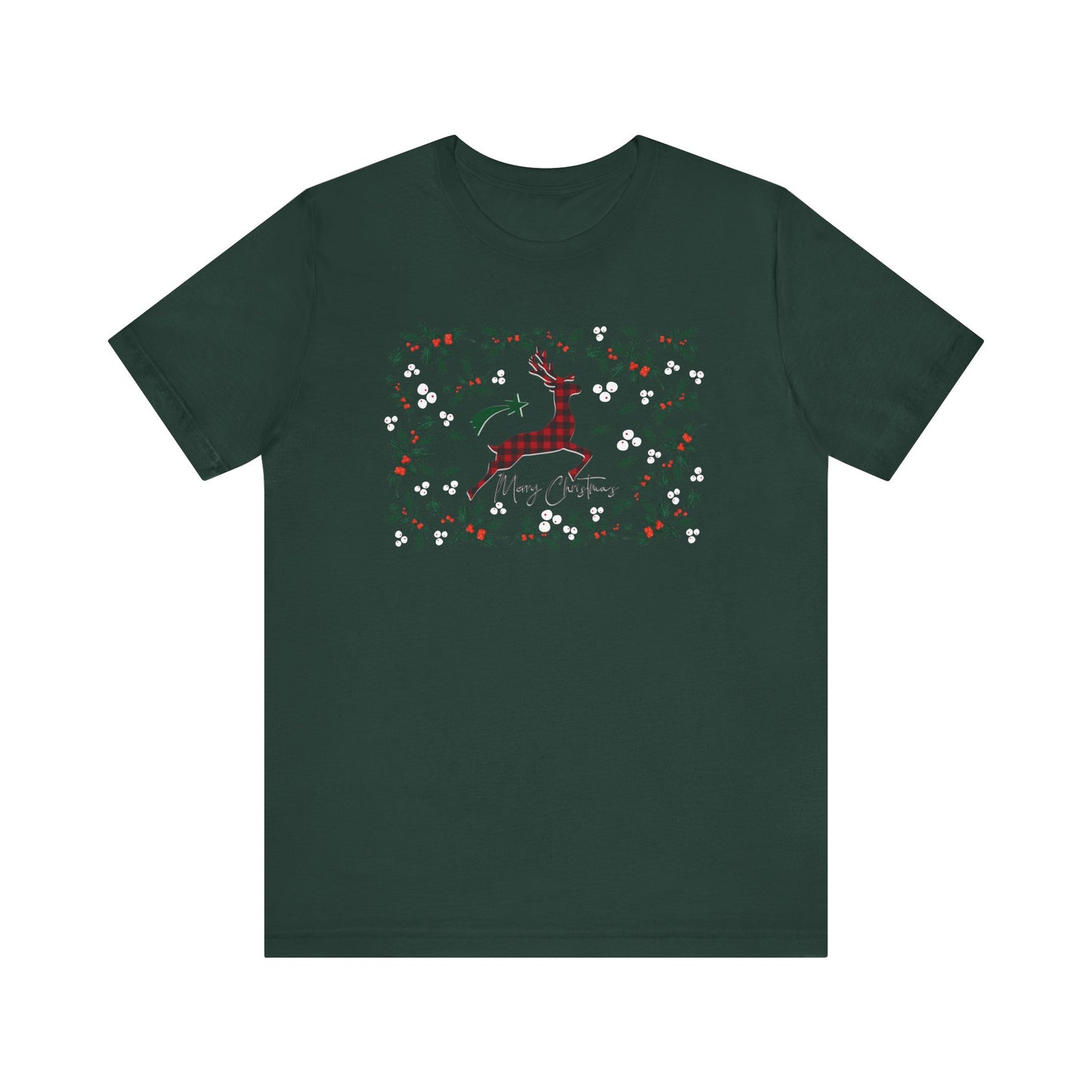 Merry Christmas Plaid Reindeer Shirt, Country Reindeer Shirt, Christmas Family Shirt, Christmas Shirt, Merry Christmas Shirt, Christmas Gift T-Shirt Printify Forest XS