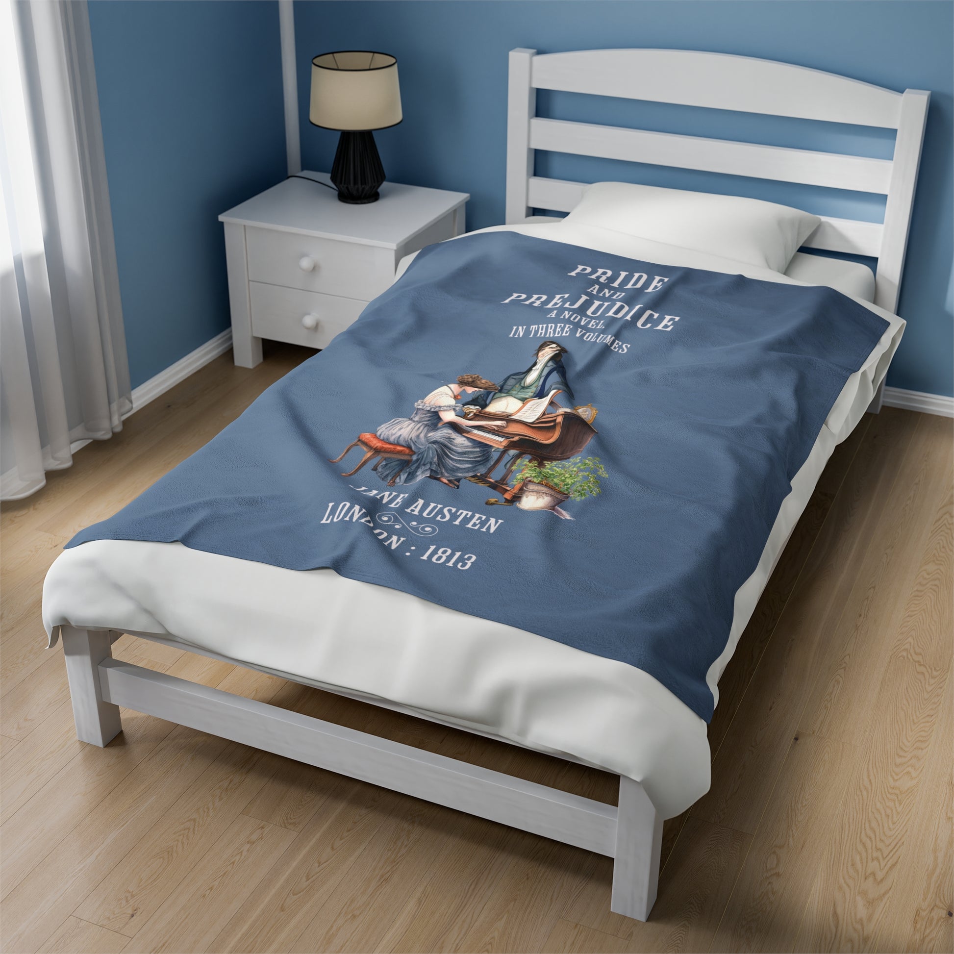 Jane Austen Plush Throw Blanket, Pride And Prejudice Historical Romance Gift, Bookish Literary Jane Austen Fan Art, Gift for Her, Bookclub All Over Prints Printify